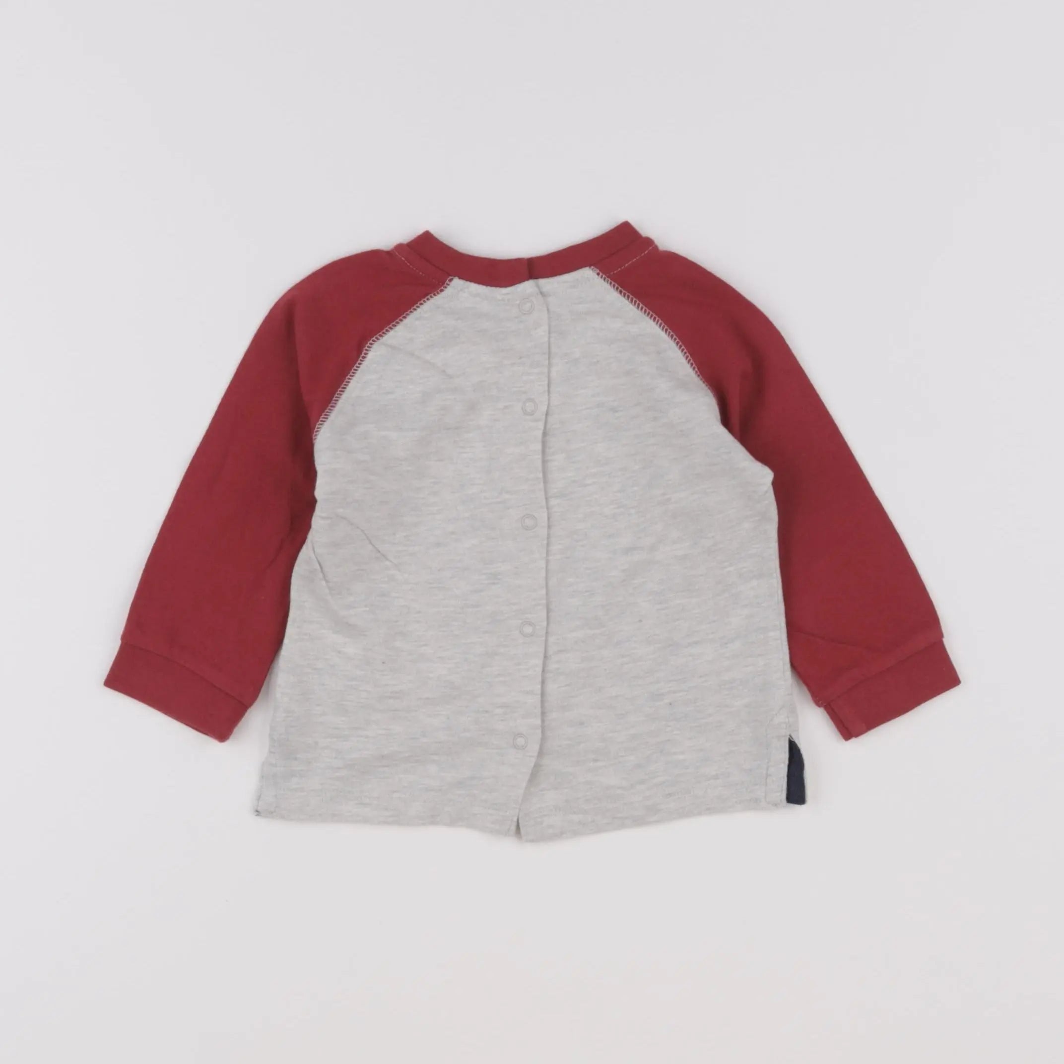 Vertbaudet - tee-shirt gris, rouge - 9 mois