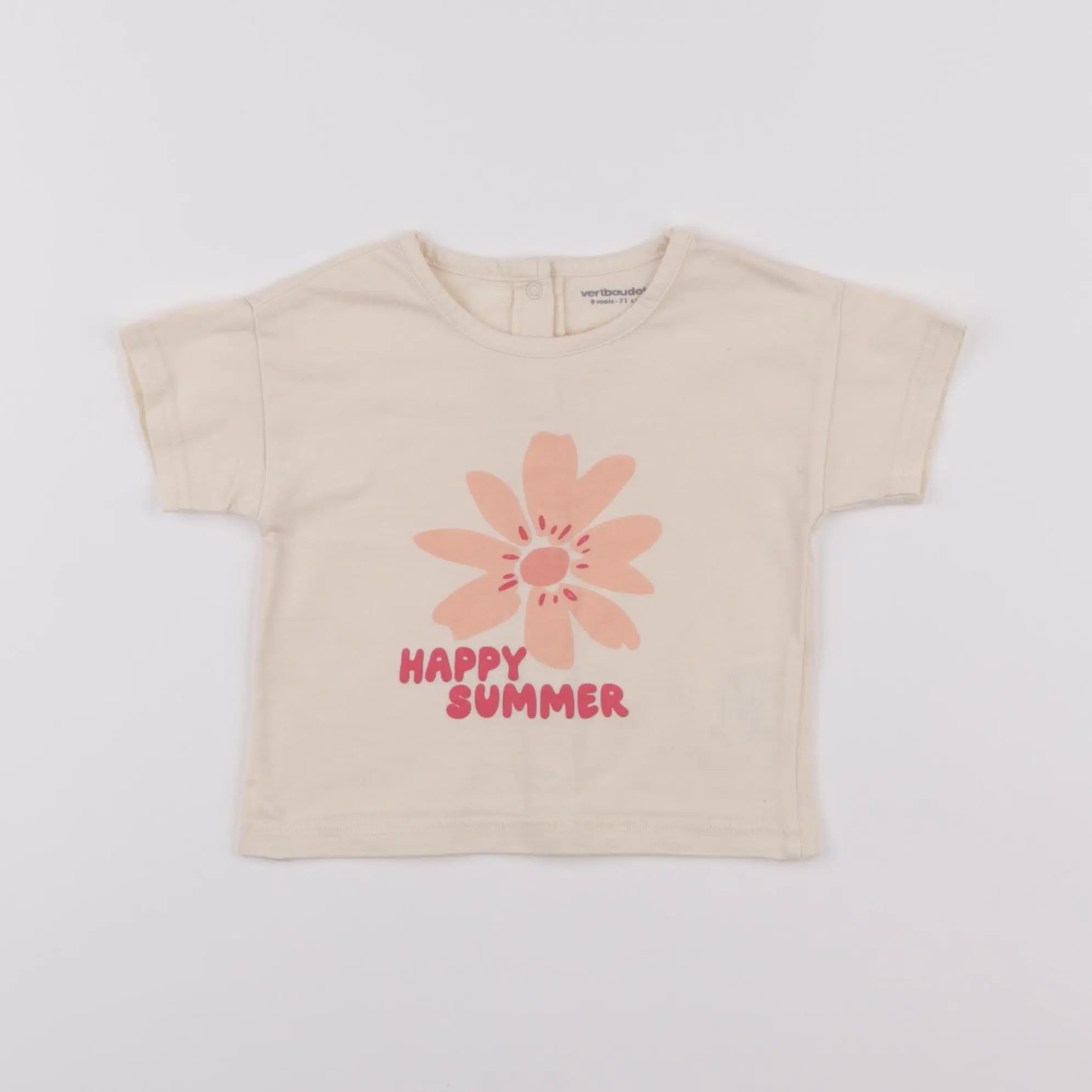 Vertbaudet - tee-shirt beige - 9 mois