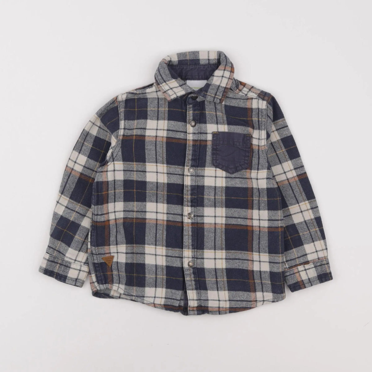 Vertbaudet - chemise beige, bleu - 3 ans