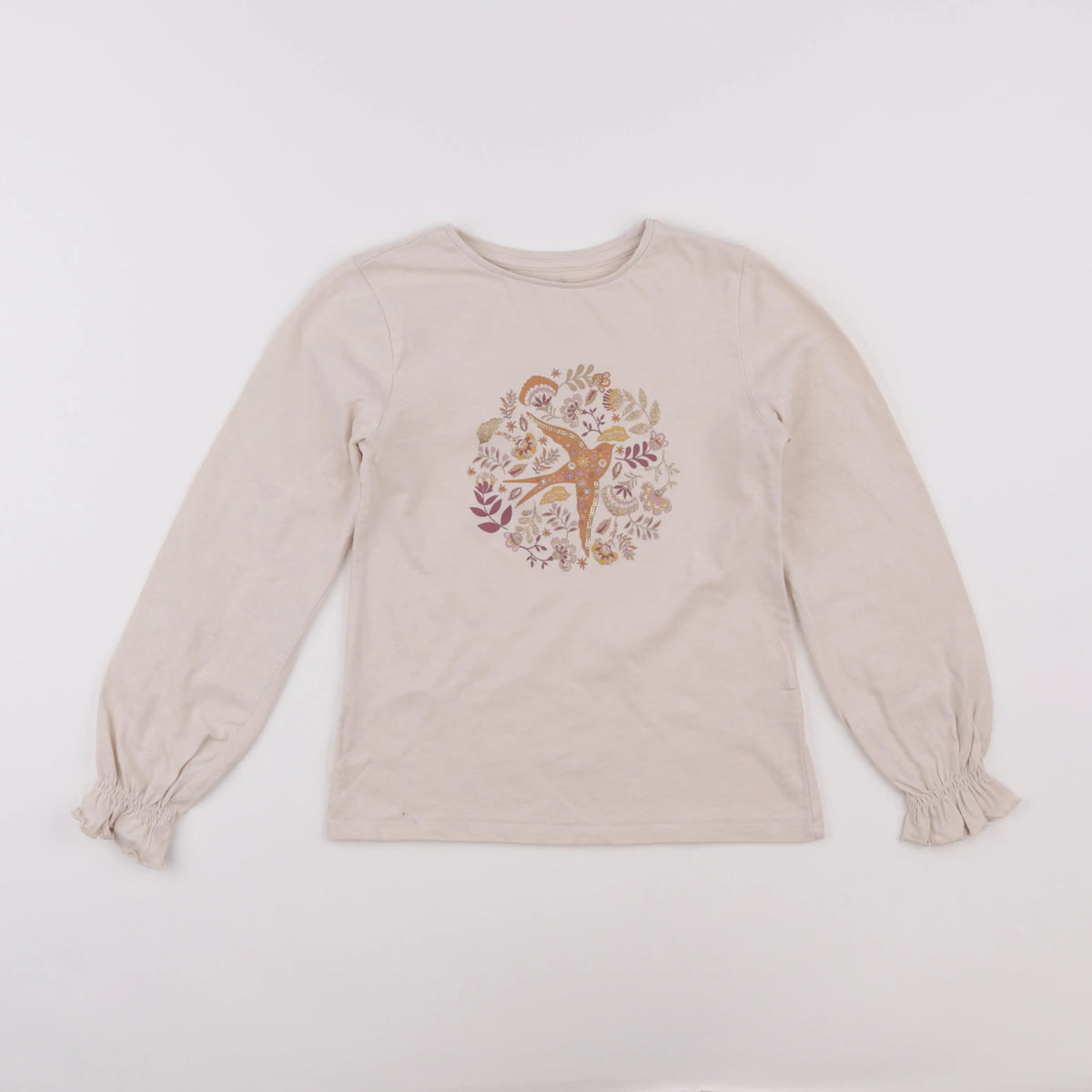 Vertbaudet - tee-shirt beige - 8 ans