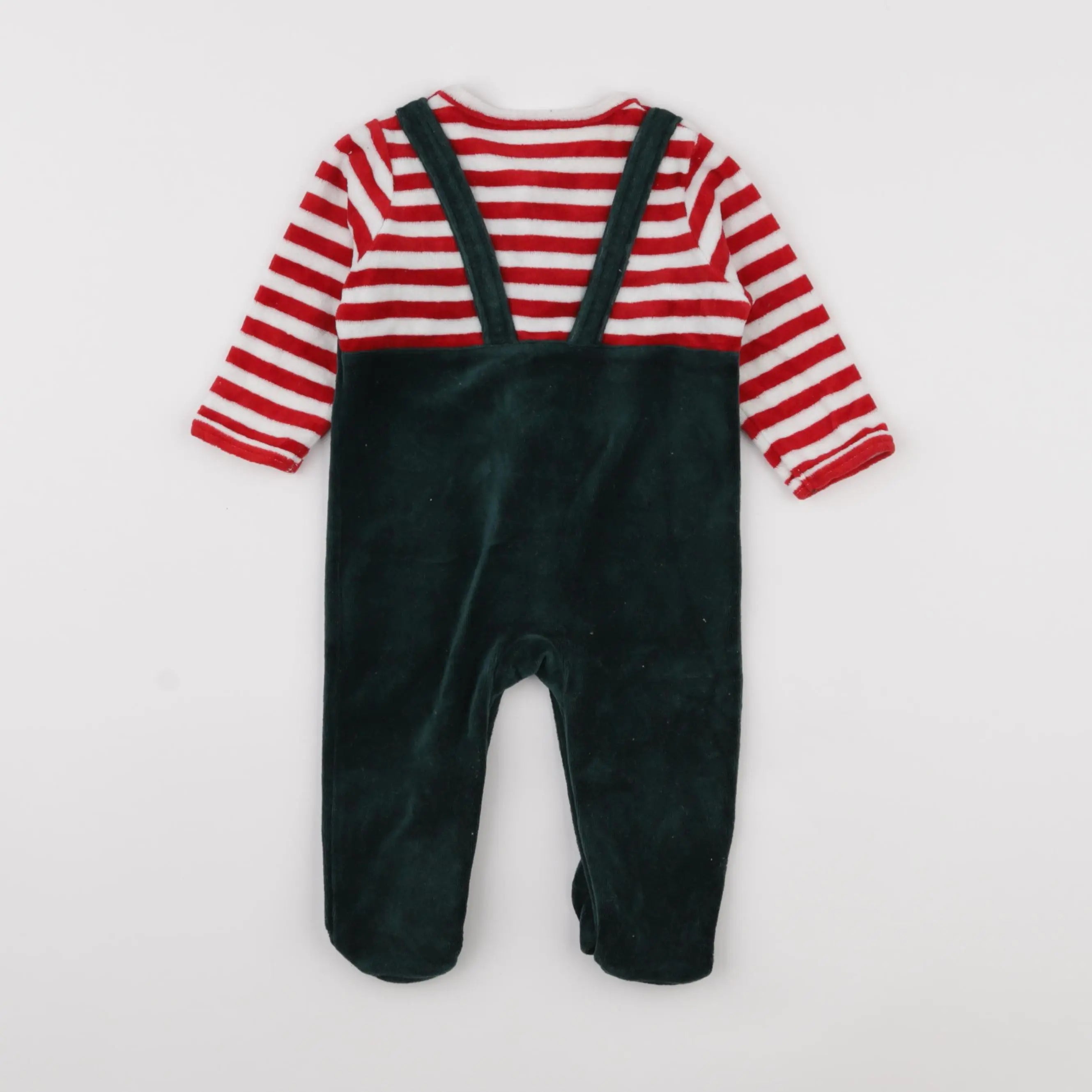 Vertbaudet - pyjama velours vert - 6 mois