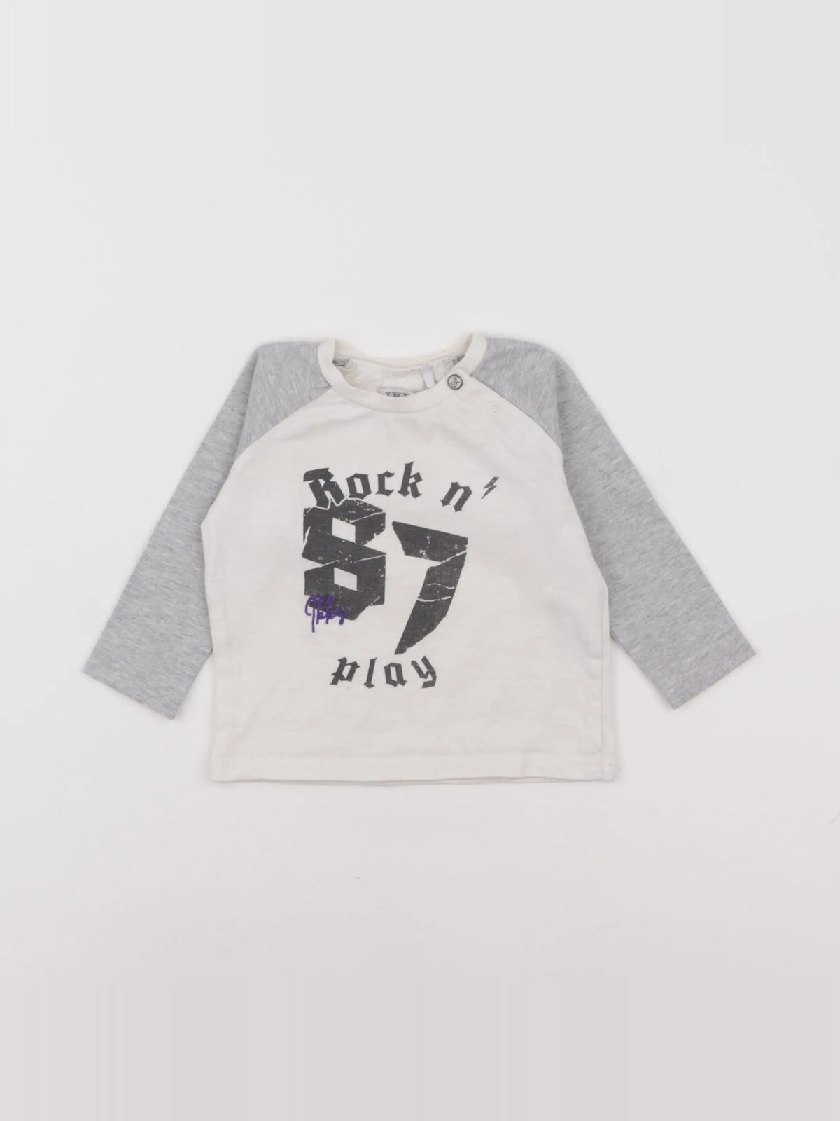 IKKS - tee-shirt blanc, gris - 6 mois