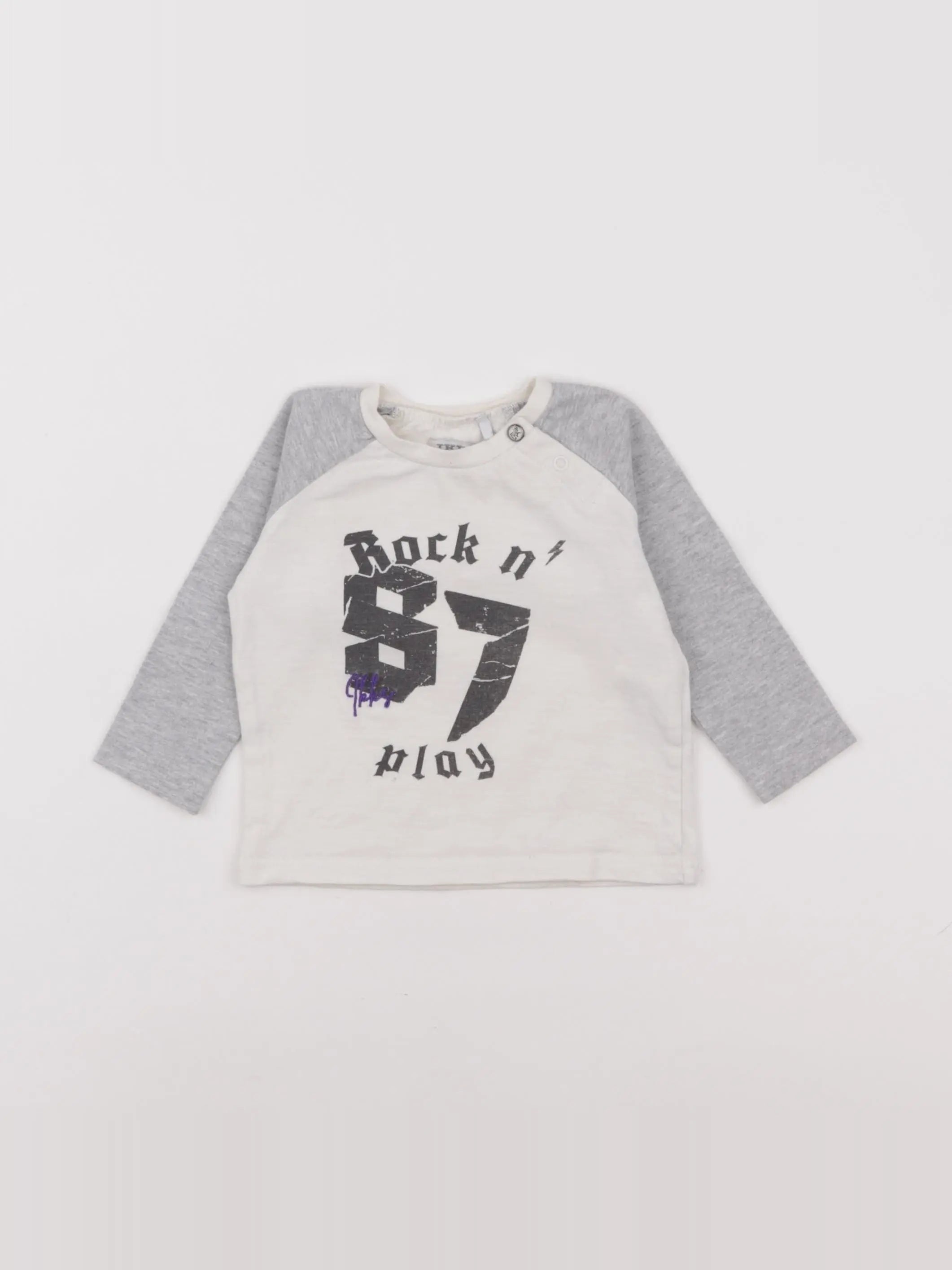 IKKS - tee-shirt blanc, gris - 6 mois
