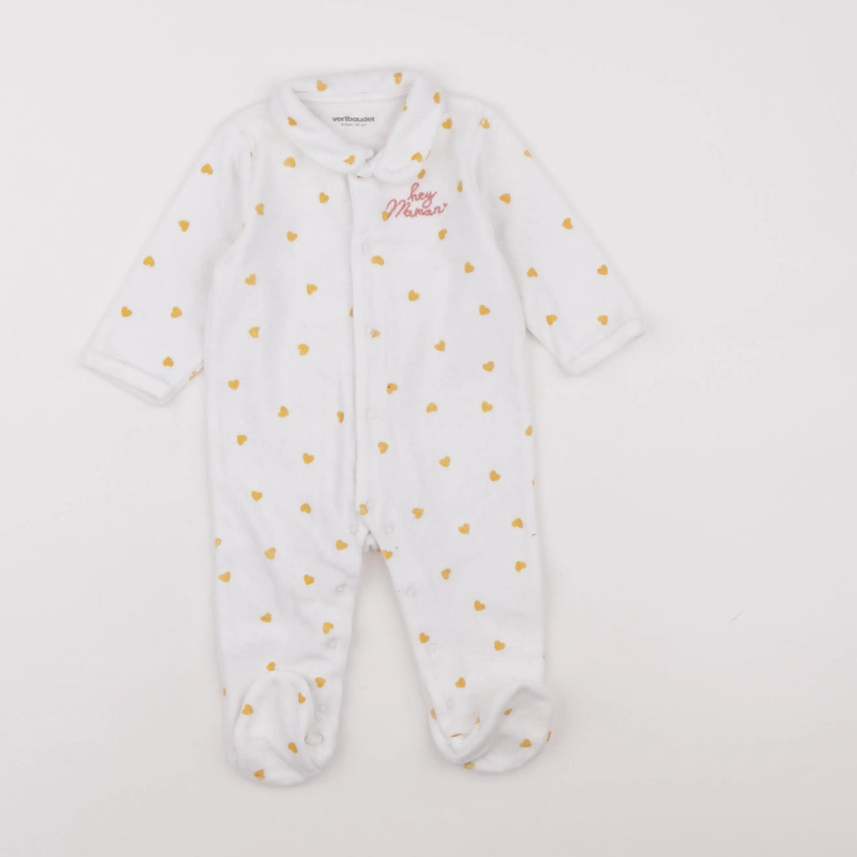 Vertbaudet - pyjama velours blanc - 6 mois