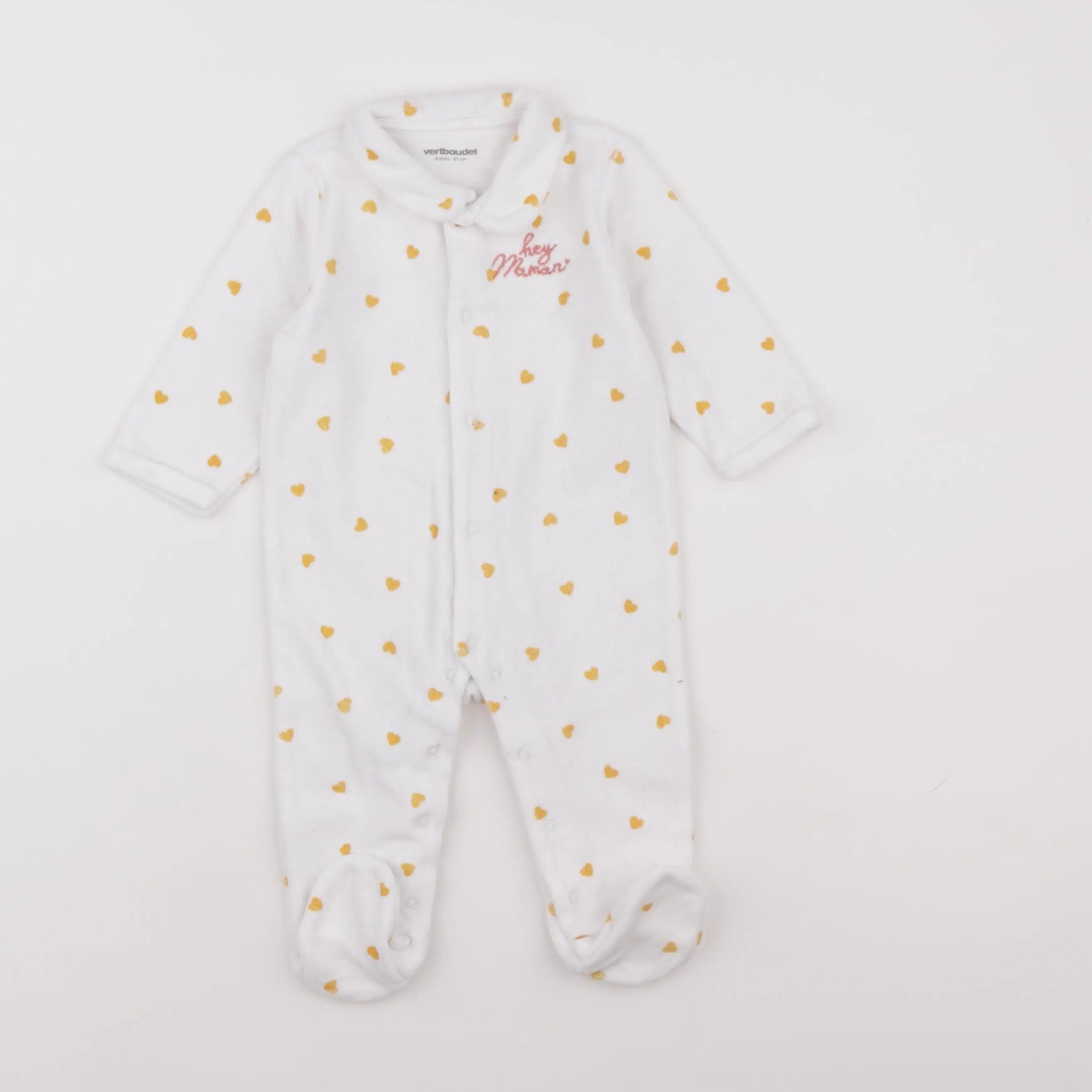 Vertbaudet - pyjama velours blanc - 6 mois