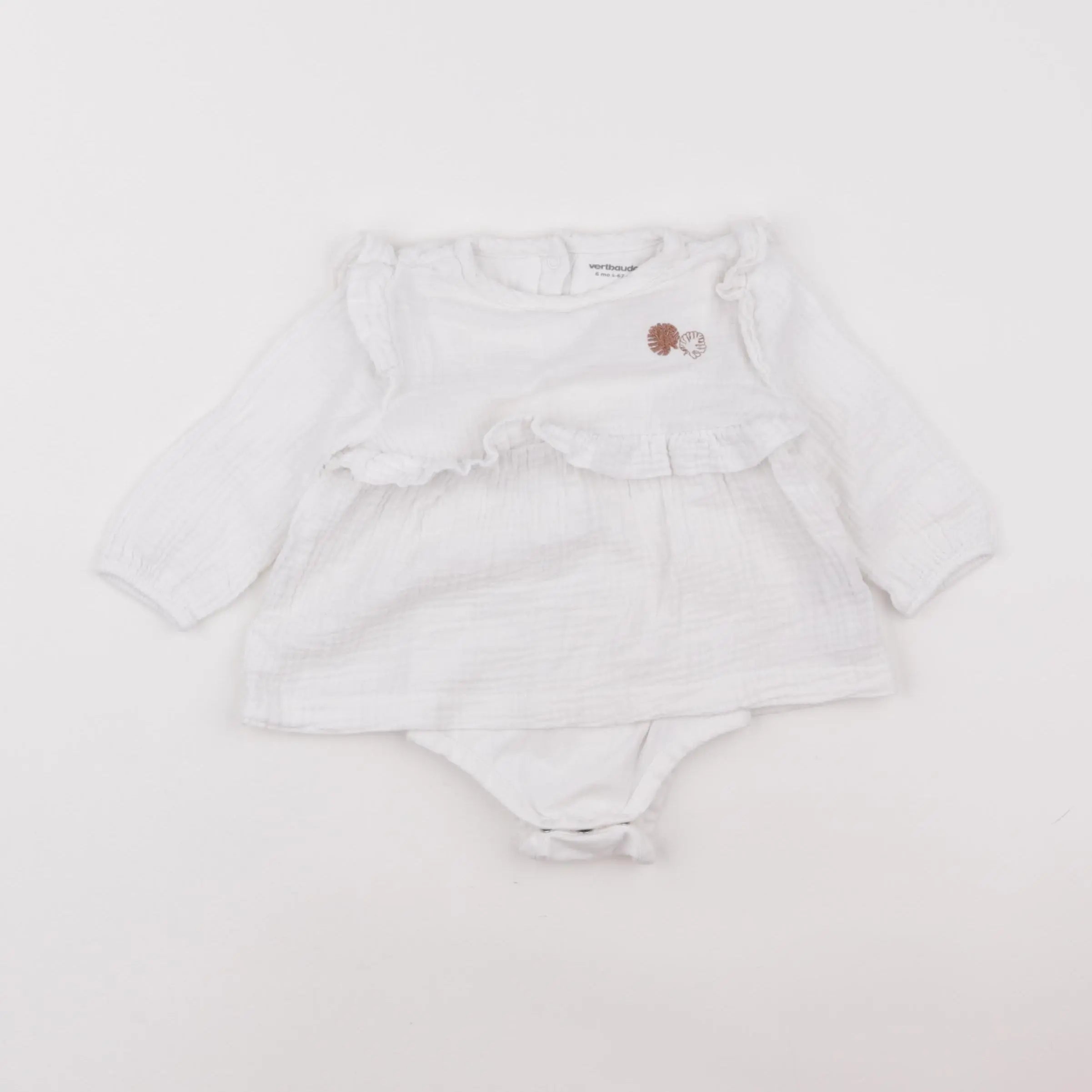 Vertbaudet - body blouse blanc - 6 mois