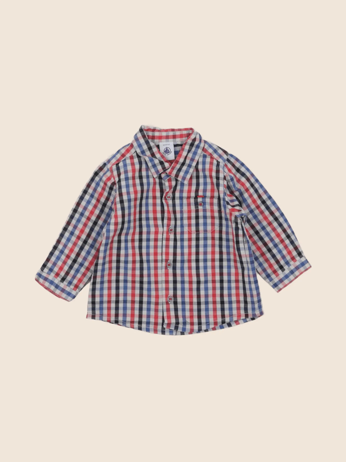 Petit Bateau - chemise bleu - 6 mois