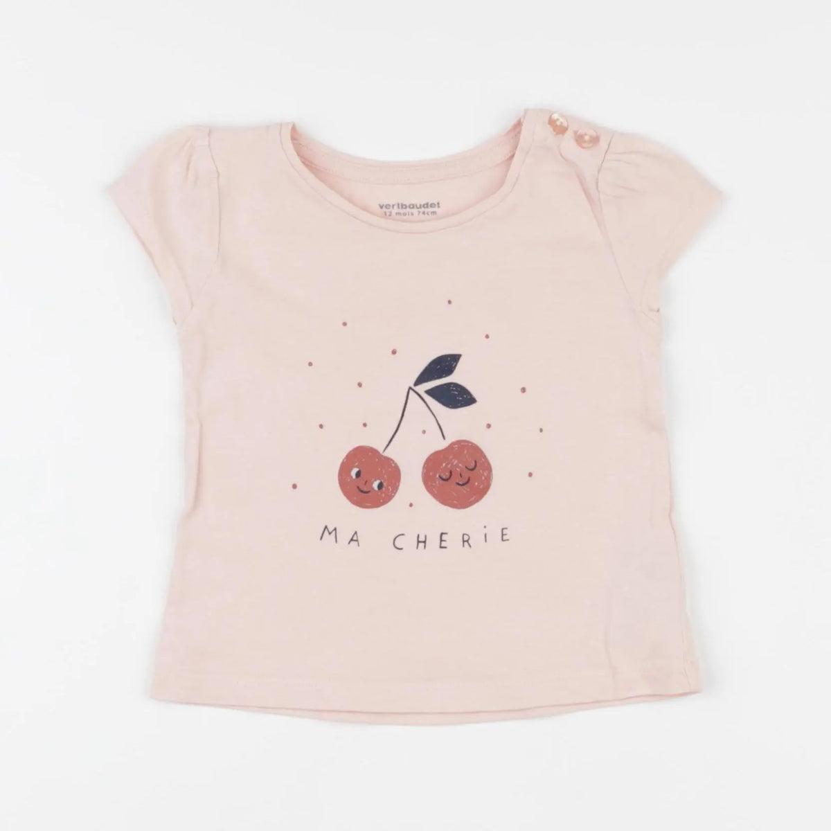 Vertbaudet - tee-shirt rose - 12 mois
