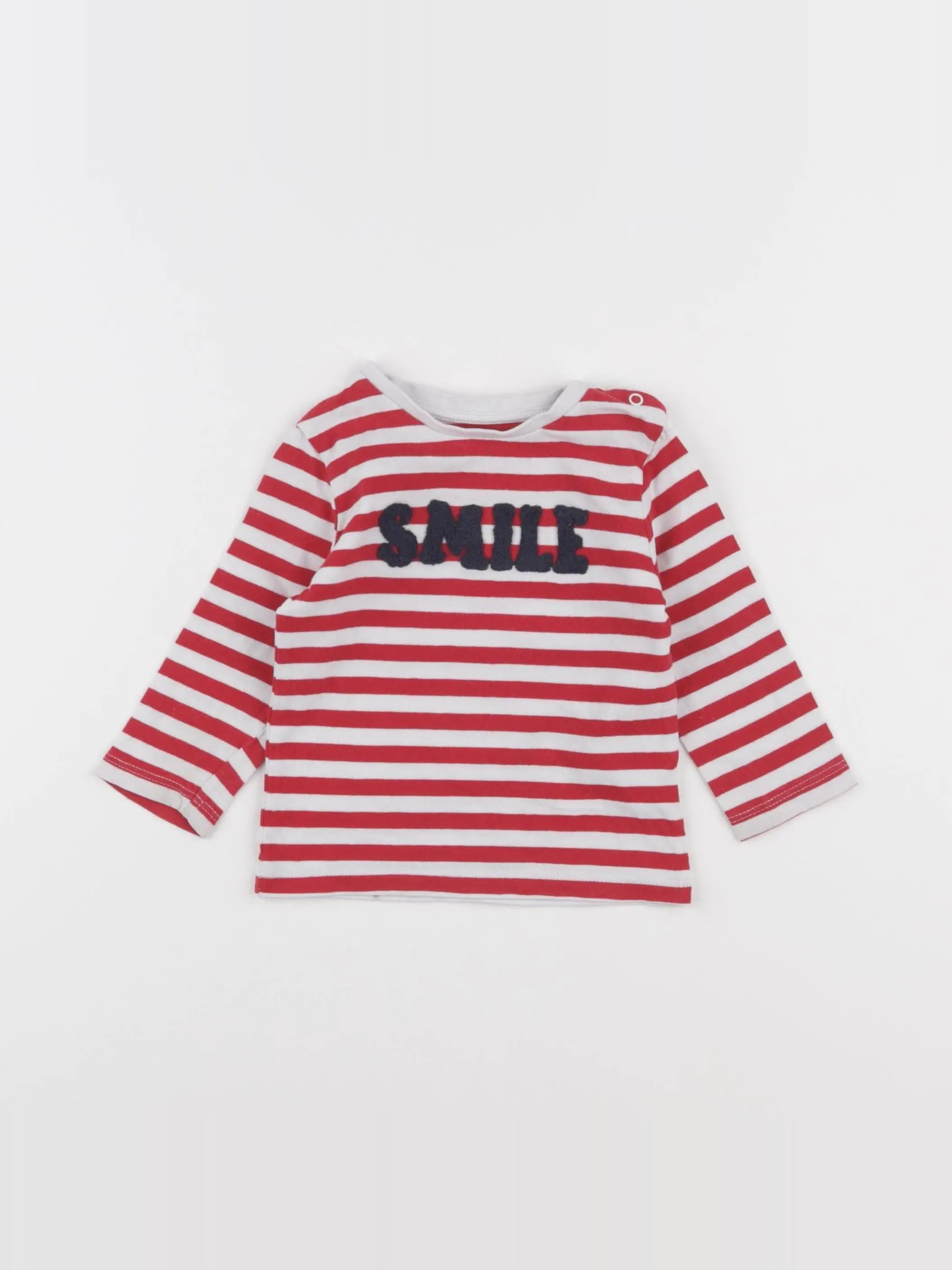 Vertbaudet - tee-shirt blanc, rouge - 6 mois
