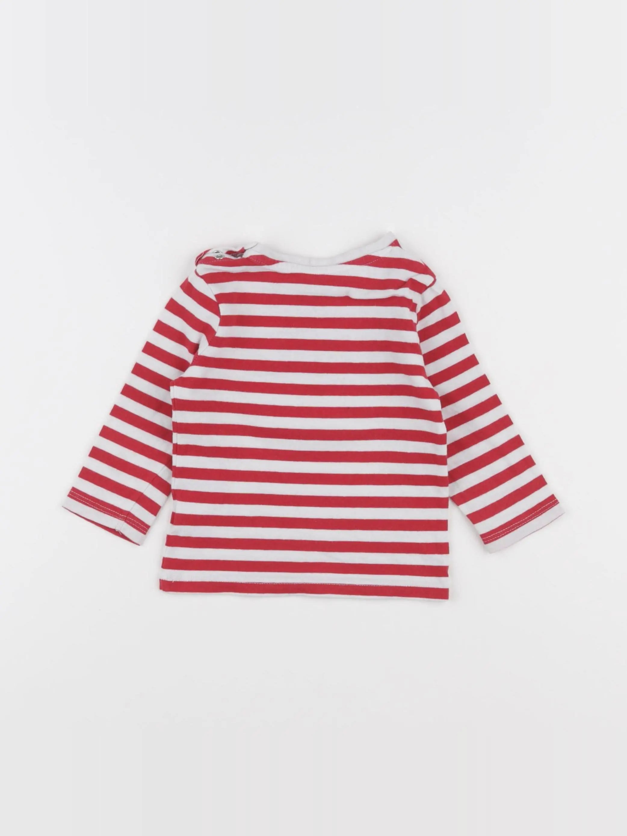 Vertbaudet - tee-shirt blanc, rouge - 6 mois
