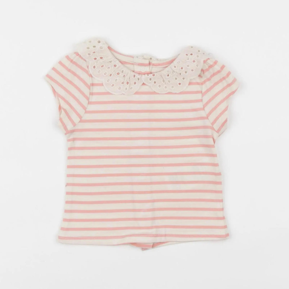 Vertbaudet - tee-shirt beige, rose - 3 mois