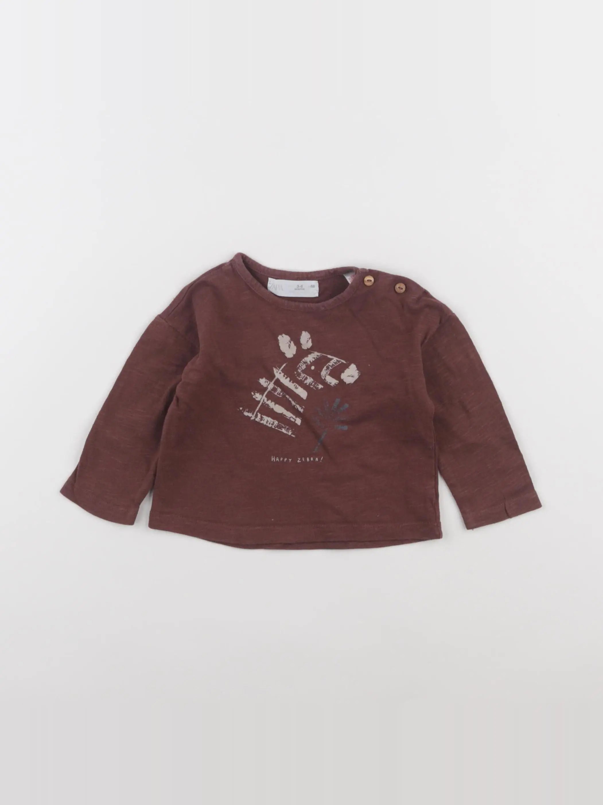 Zara - tee-shirt marron - 3/6 mois