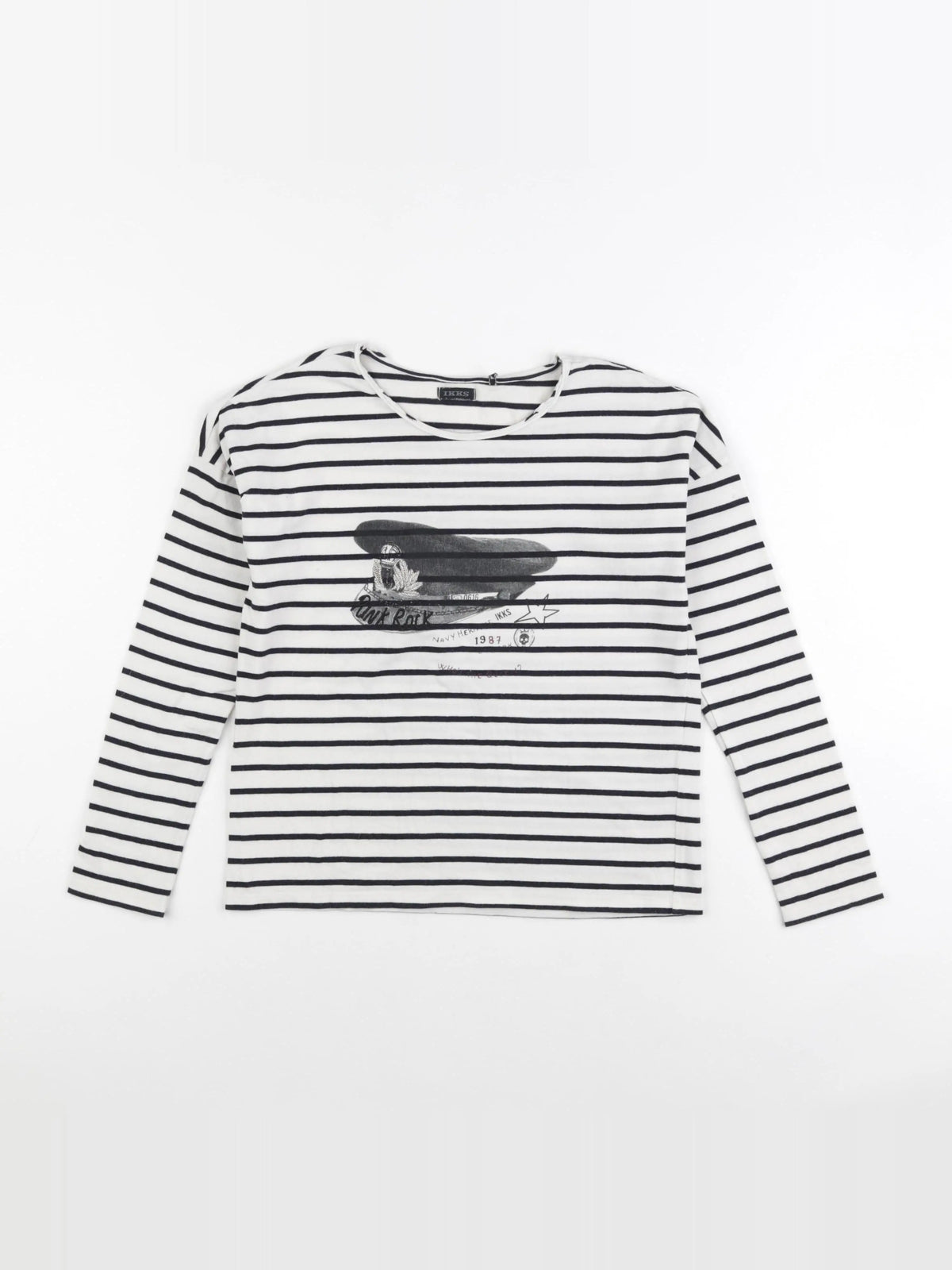 IKKS - tee-shirt blanc, noir - 10 ans
