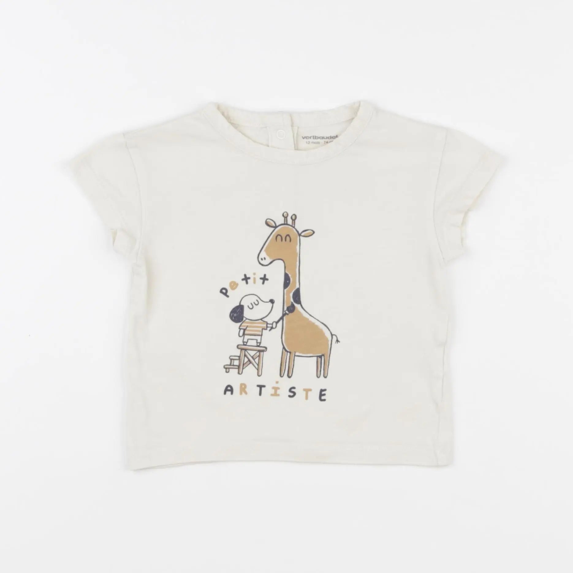 Vertbaudet - tee-shirt beige - 12 mois
