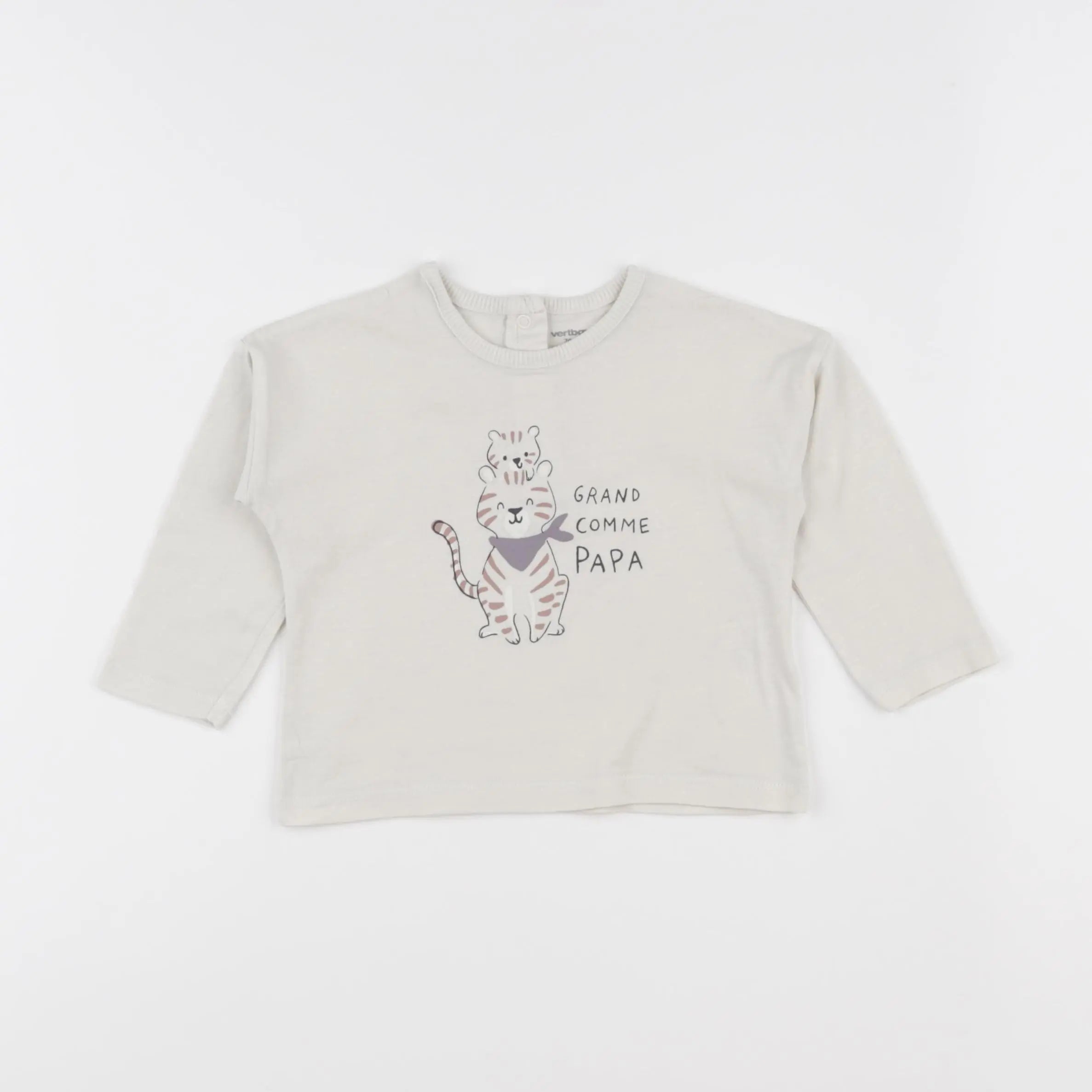 Vertbaudet - tee-shirt beige - 12 mois