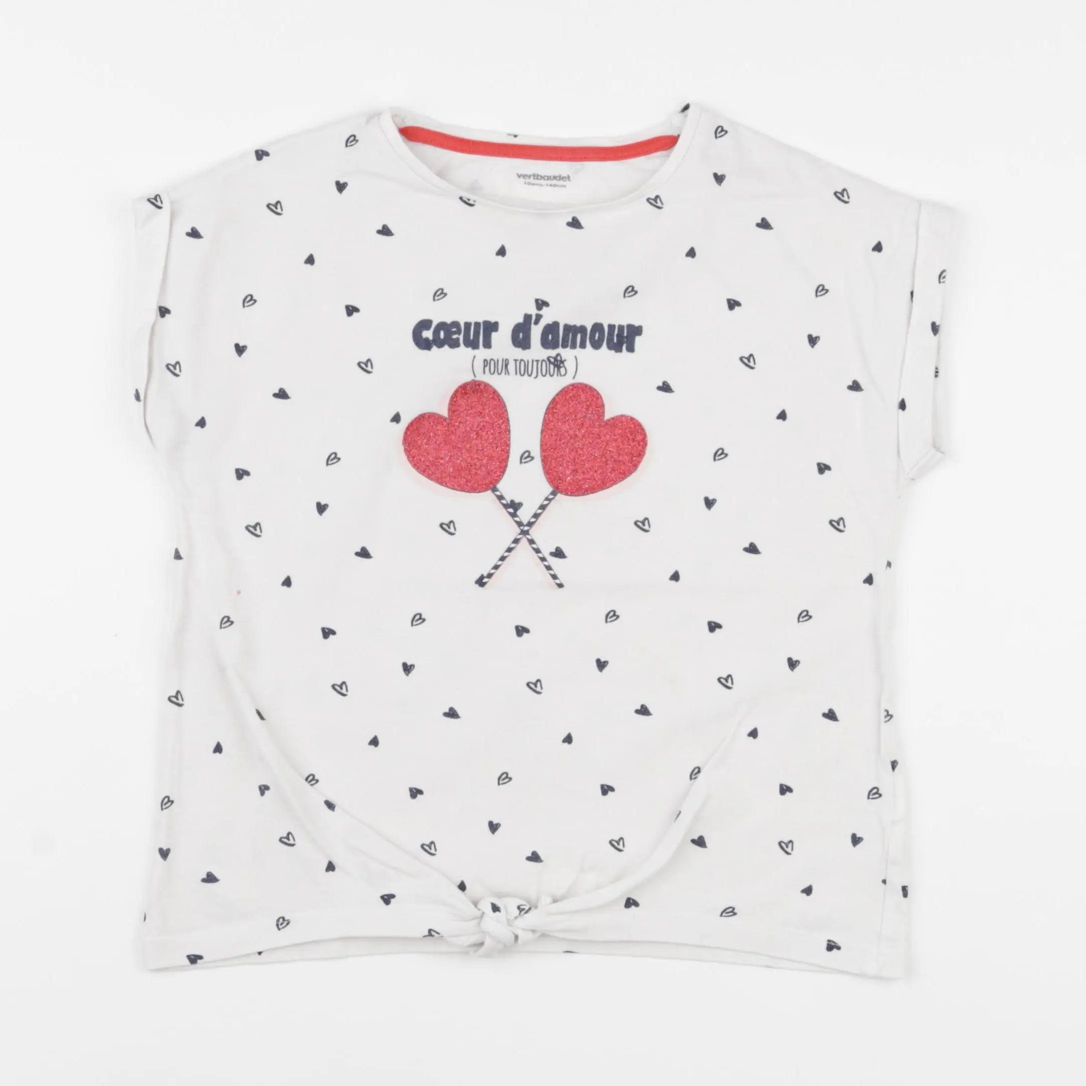 Vertbaudet - tee-shirt blanc, bleu - 10 ans