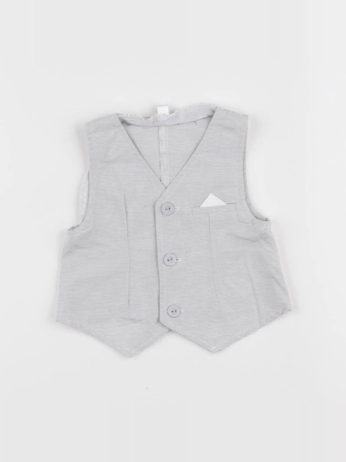 Vertbaudet - gilet blanc, gris - 6 mois