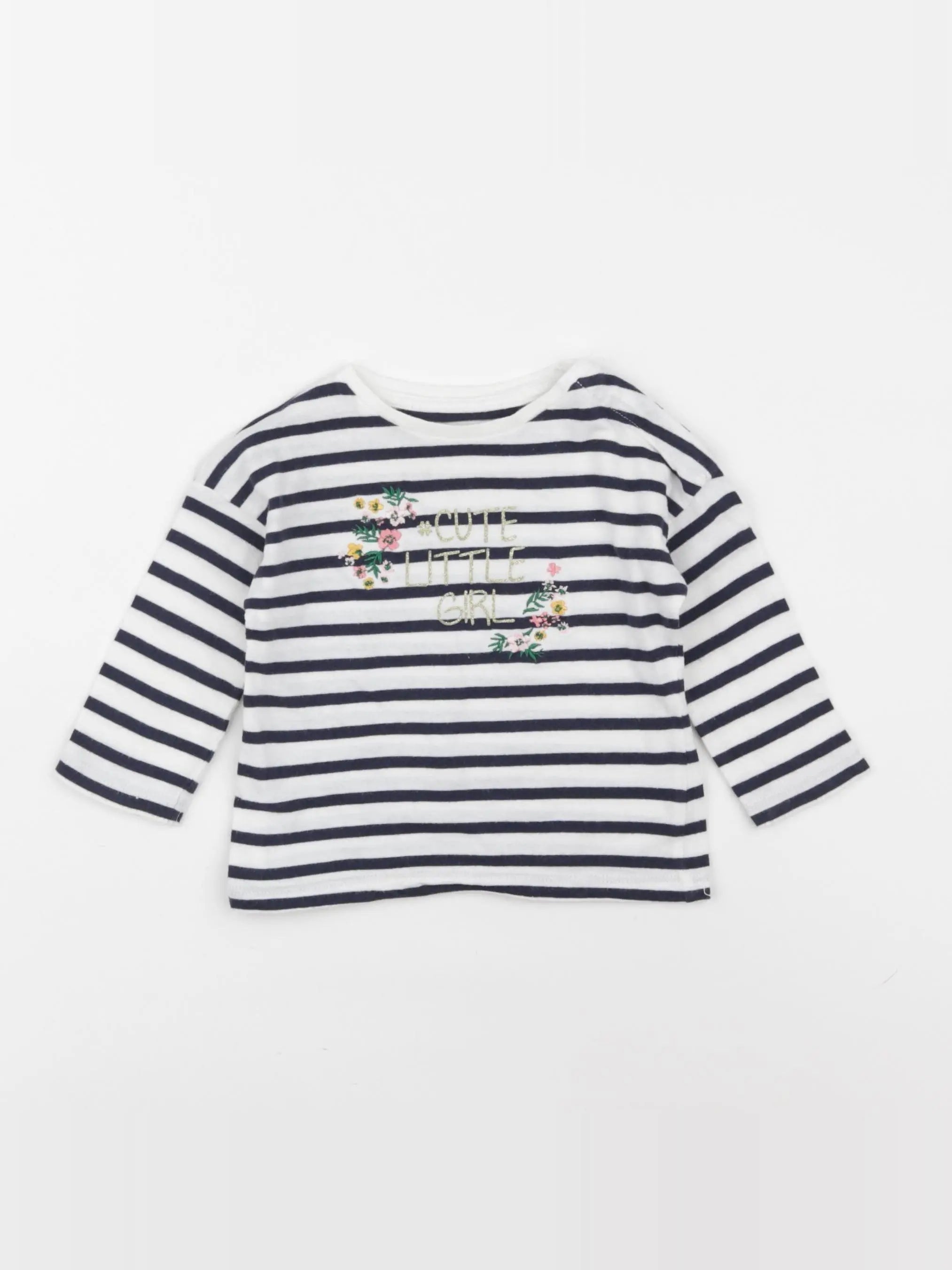 Vertbaudet - tee-shirt blanc, bleu - 6 mois