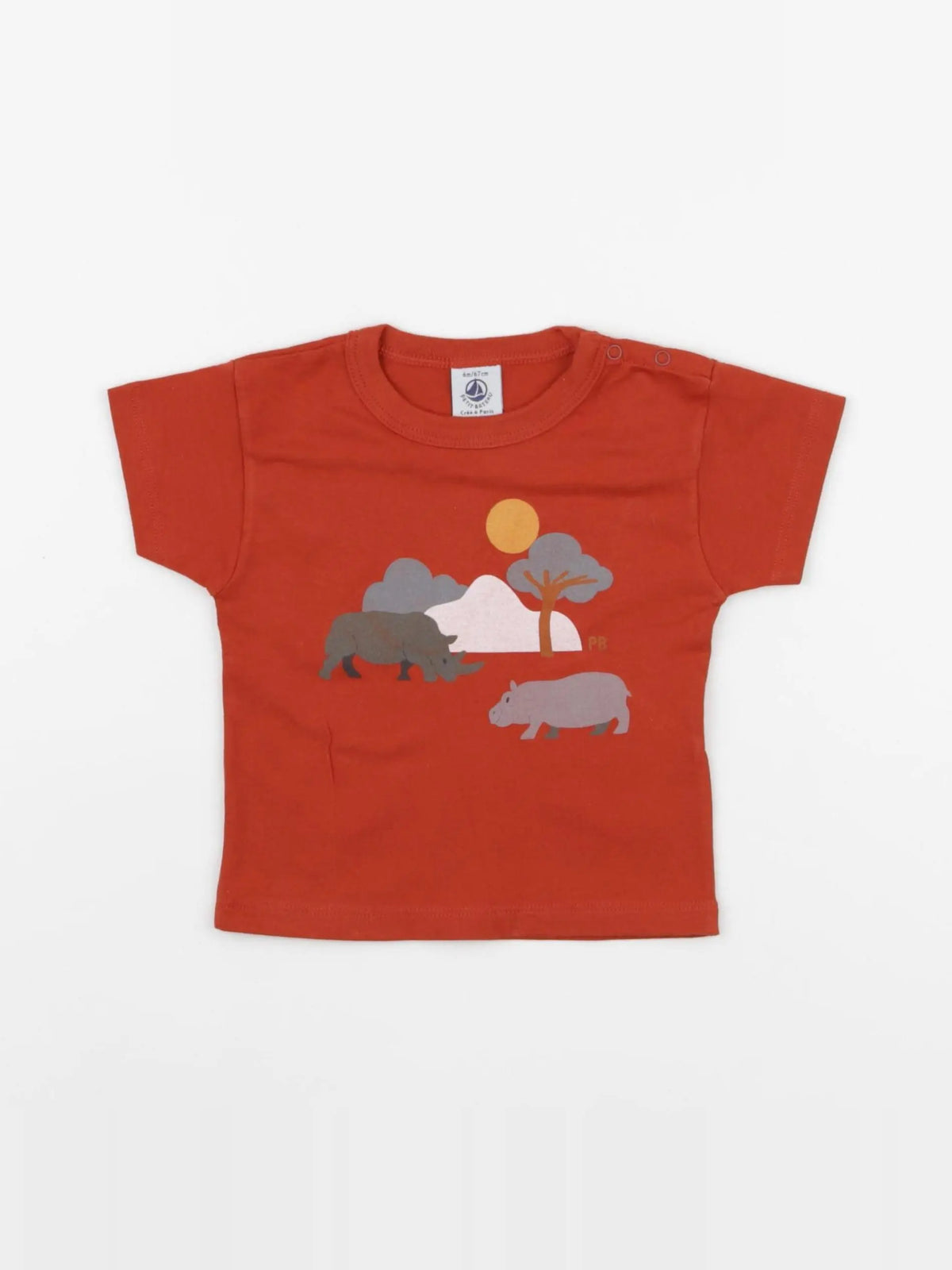 Petit Bateau - tee-shirt orange - 6 mois