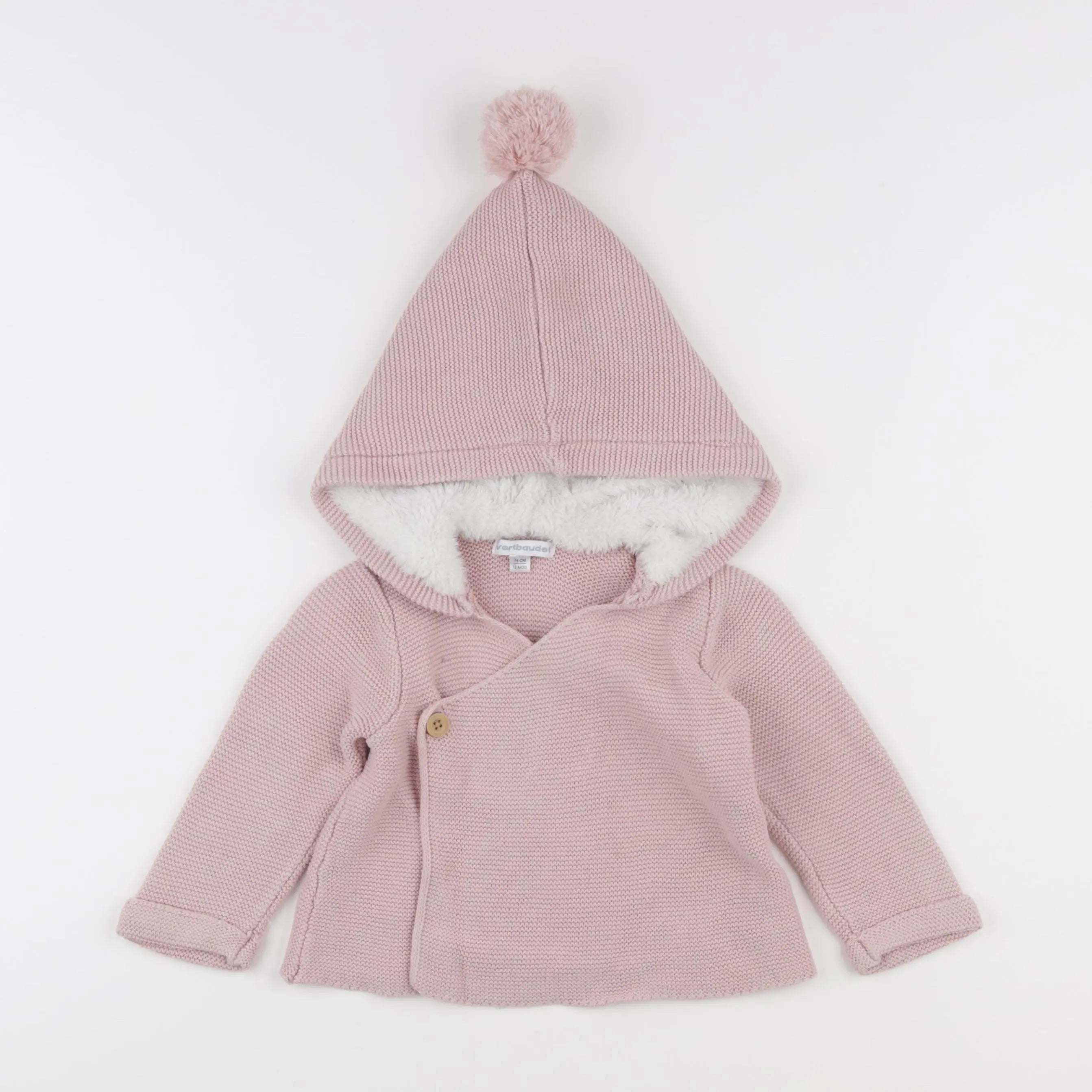 Vertbaudet - gilet rose - 12 mois