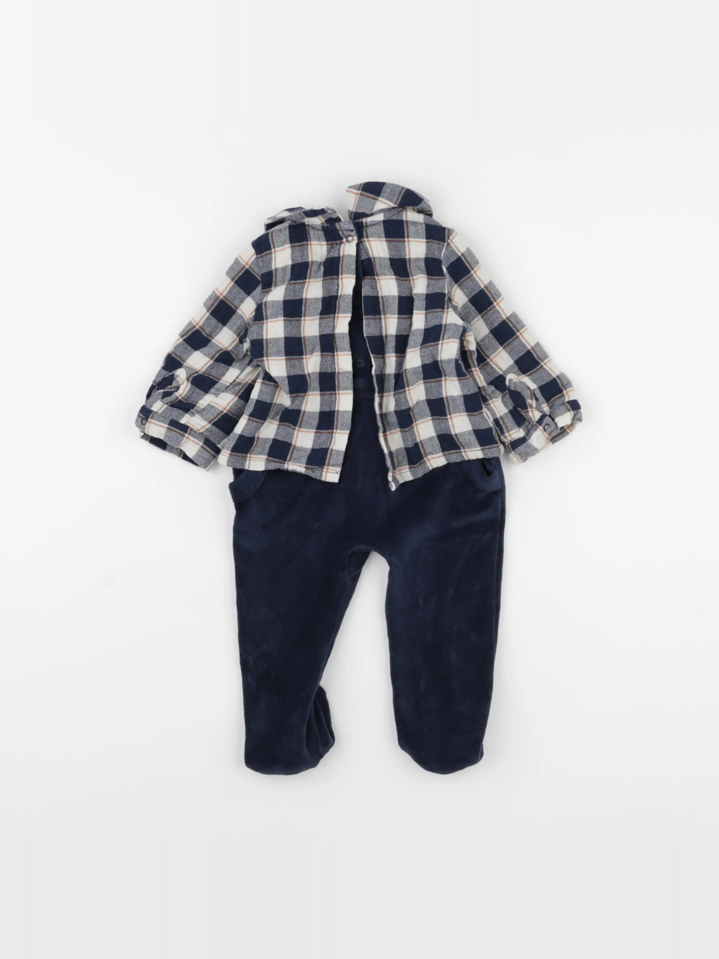 Vertbaudet - pyjama velours bleu - 6 mois