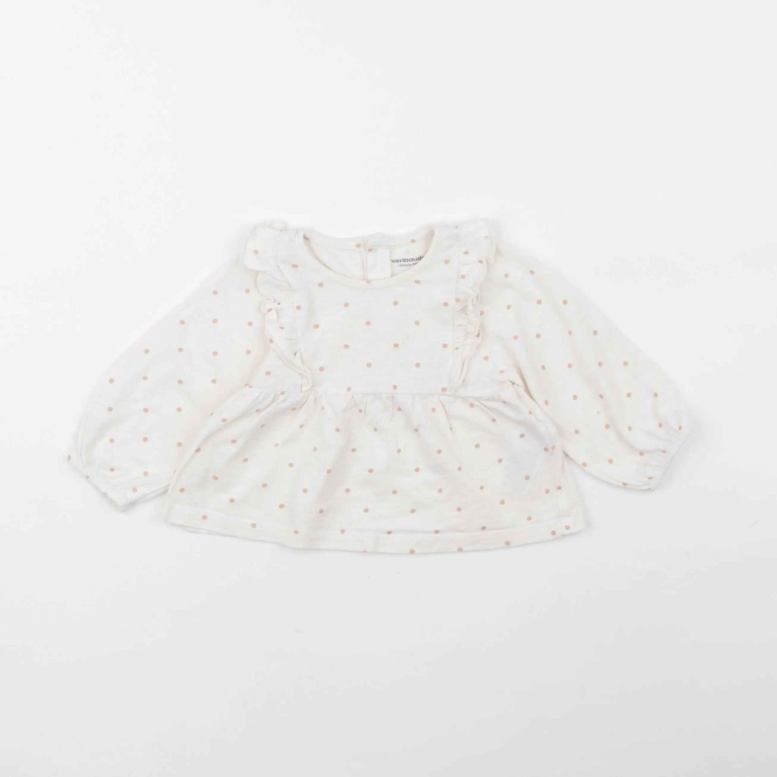 Vertbaudet - tee-shirt blanc, beige - 12 mois