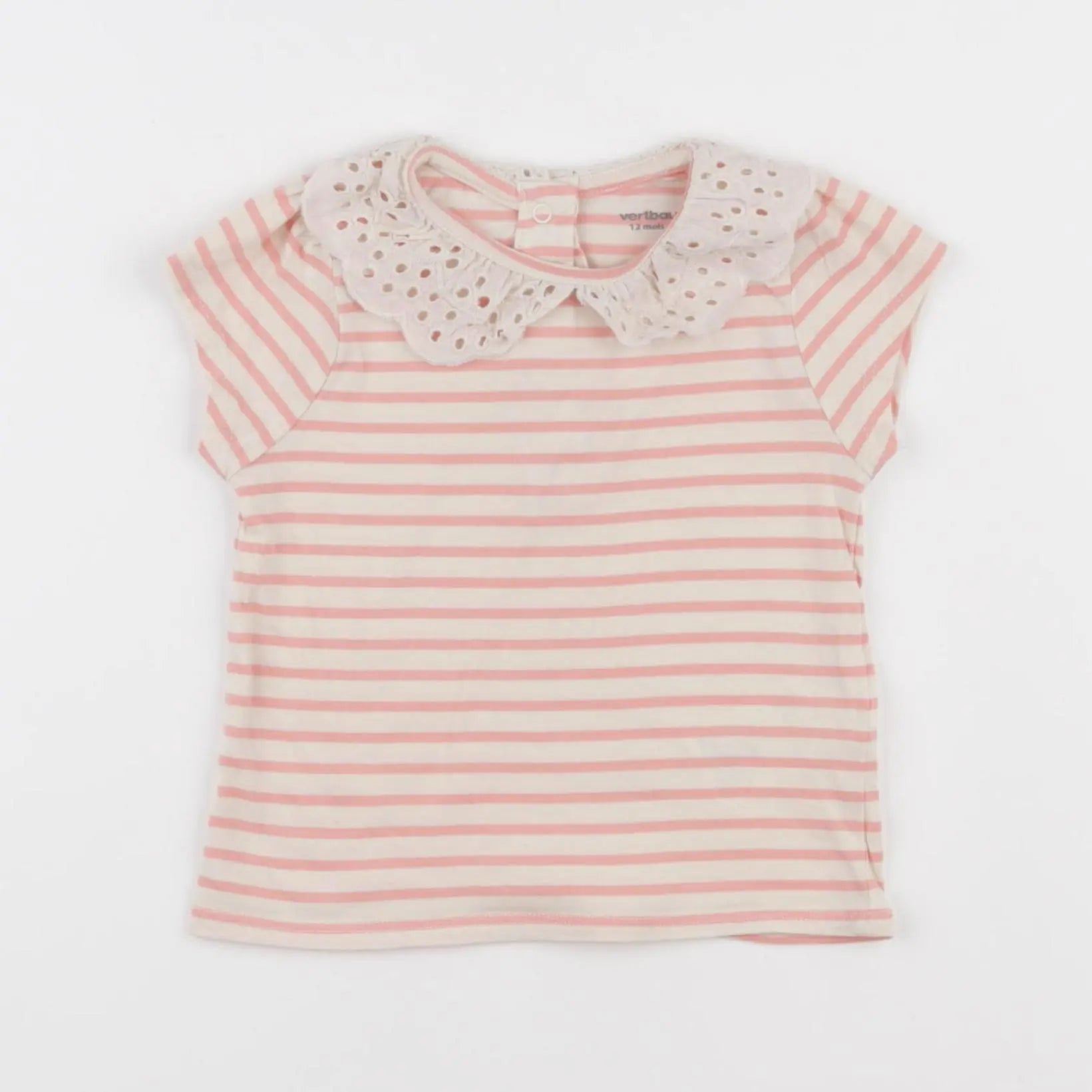 Vertbaudet - tee-shirt rose, beige - 12 mois