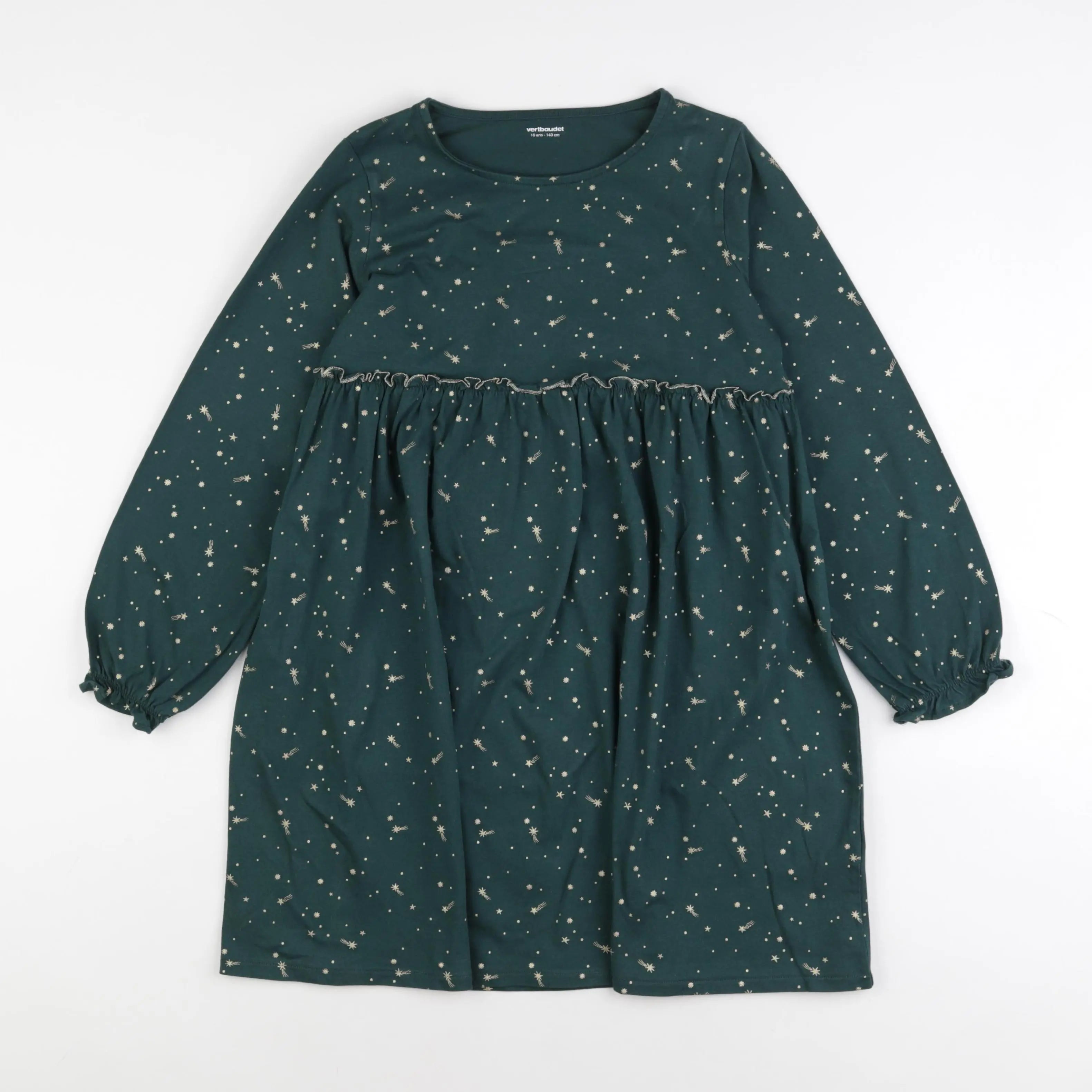 Vertbaudet - robe vert, or - 10 ans