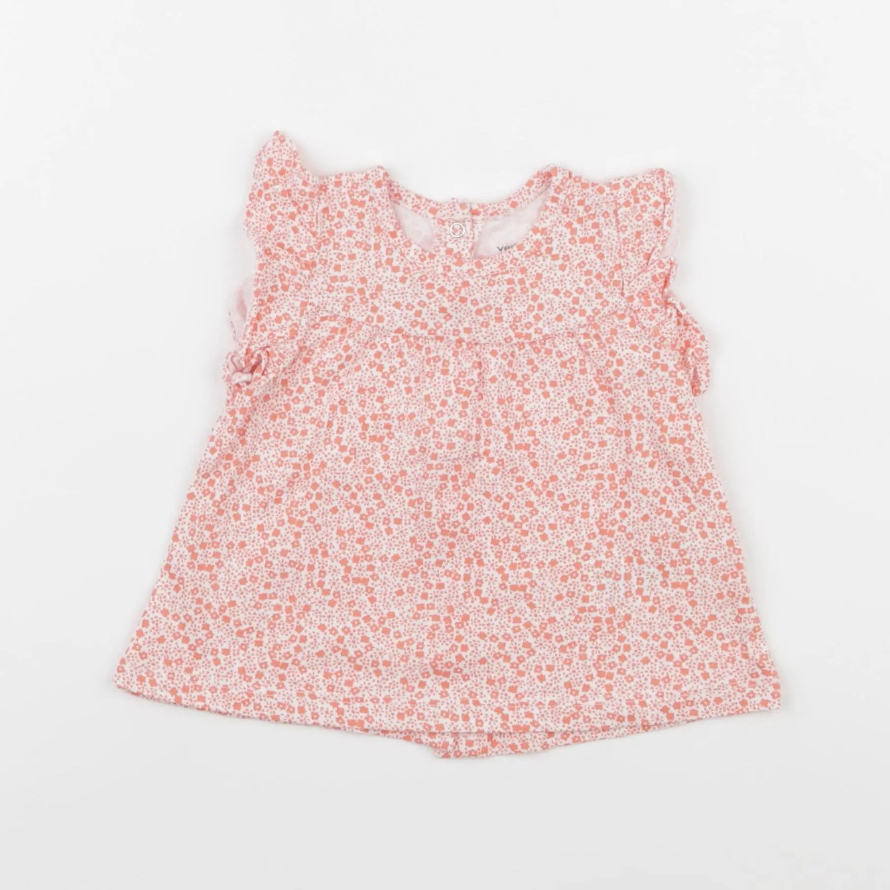 Vertbaudet - tee-shirt blanc, rose - 9 mois