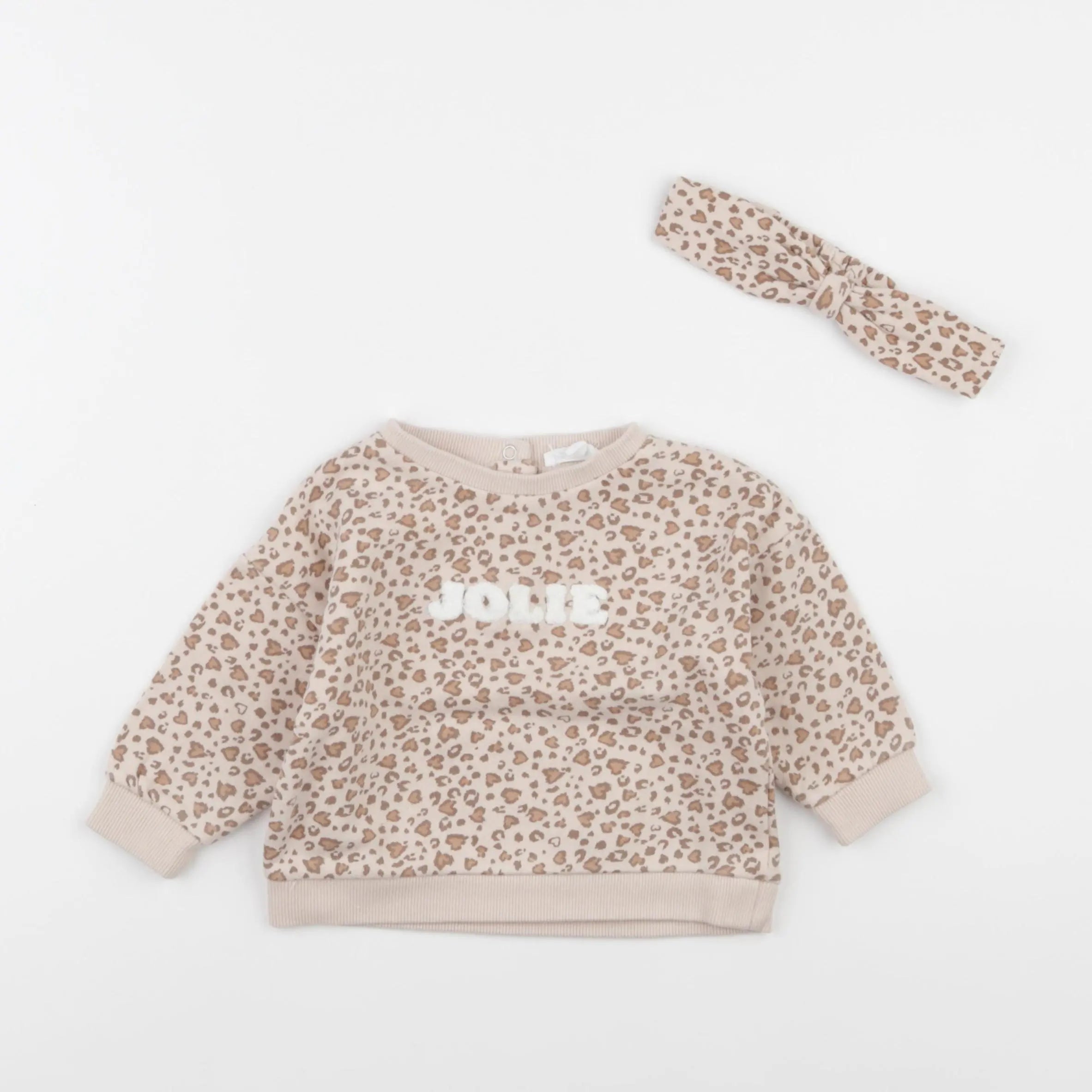Vertbaudet - sweat marron, rose - 9 mois