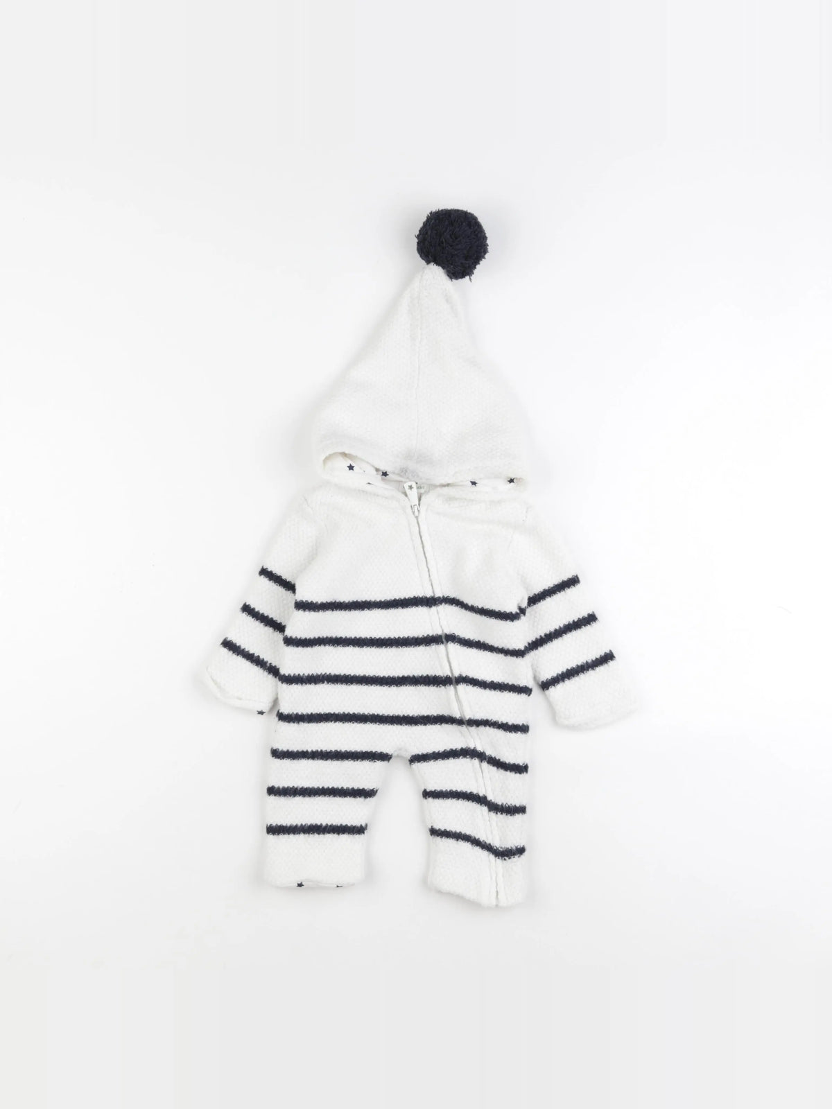 Vertbaudet - sur-pyjama blanc, bleu - 3 mois