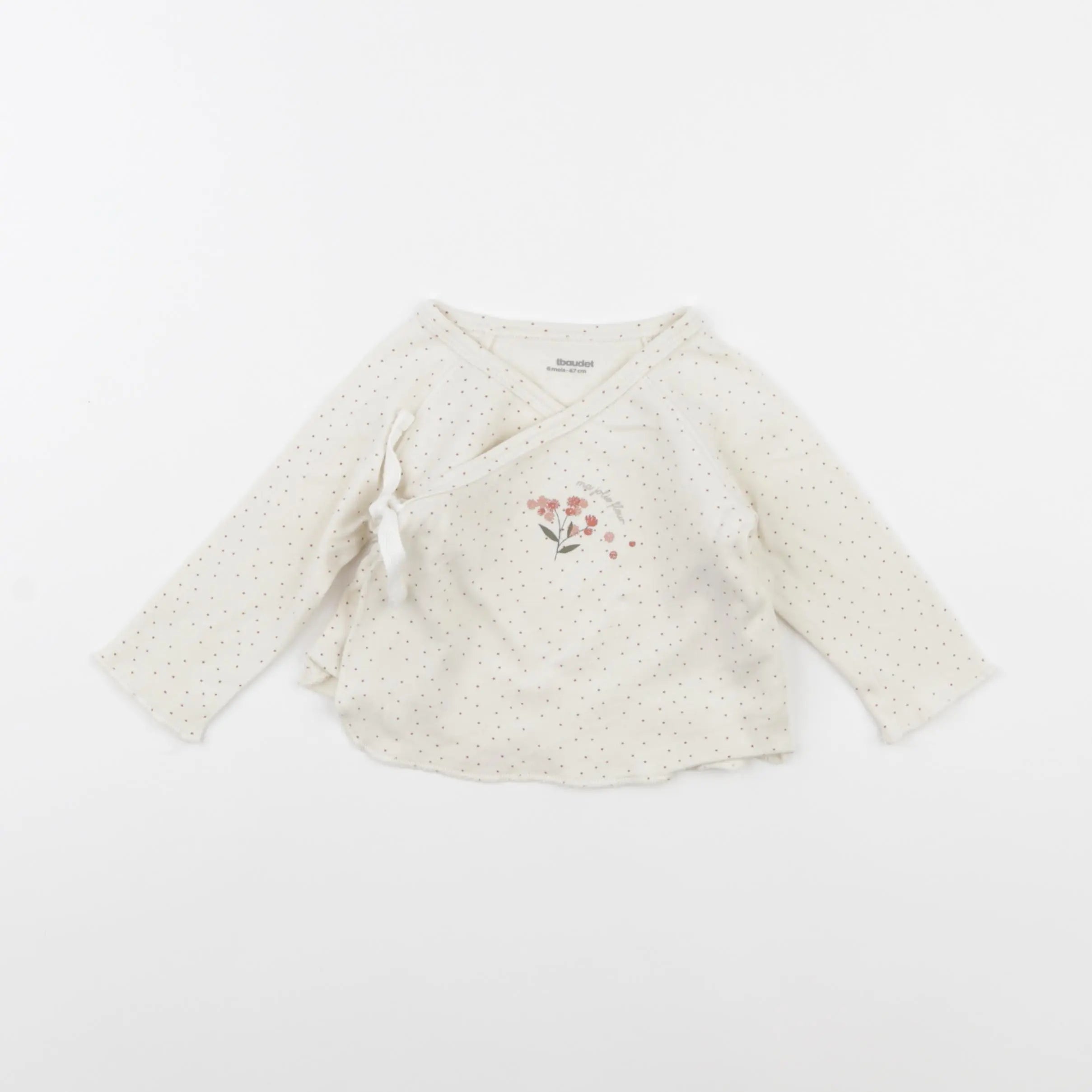 Vertbaudet - tee-shirt beige - 6 mois