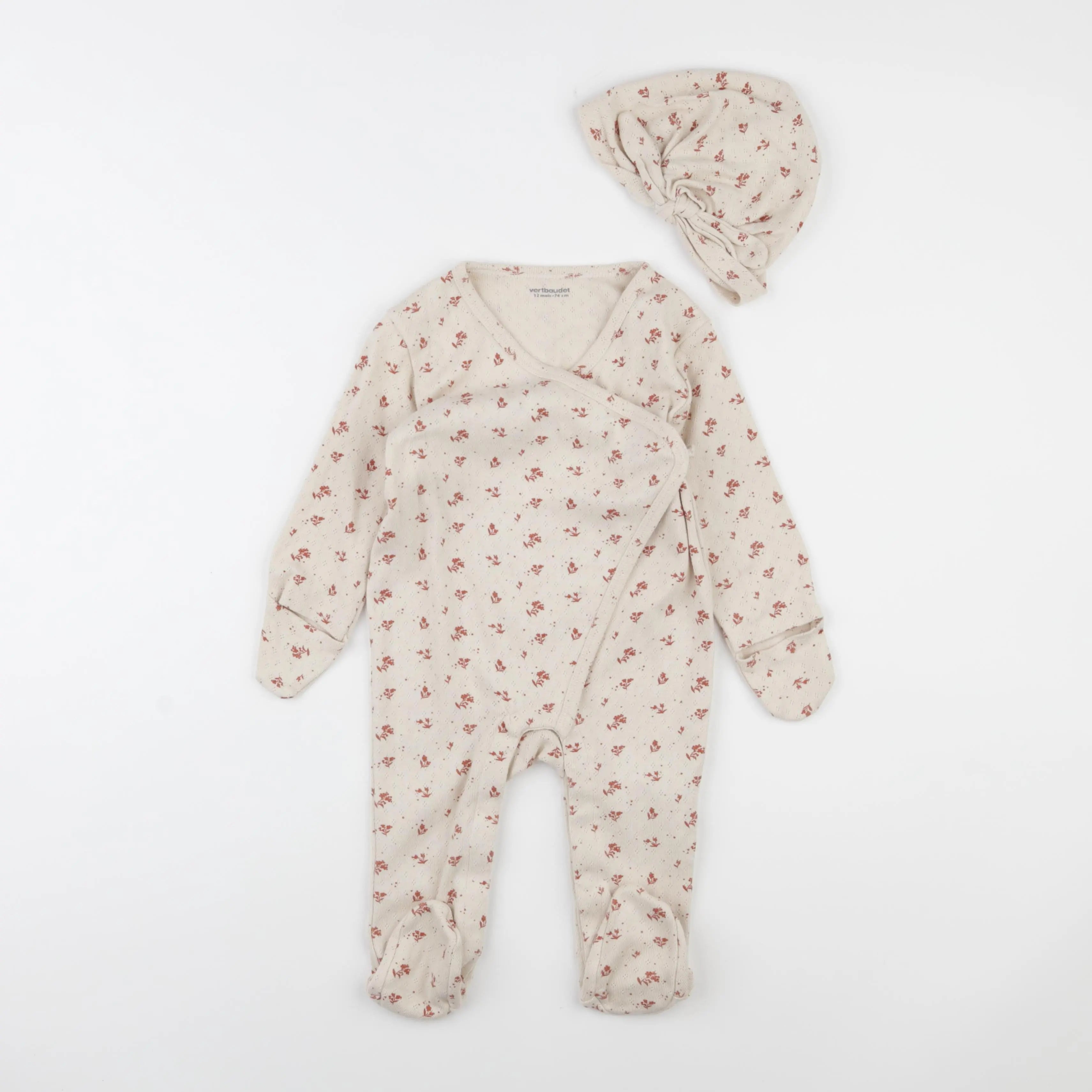 Vertbaudet - pyjama coton beige - 12 mois