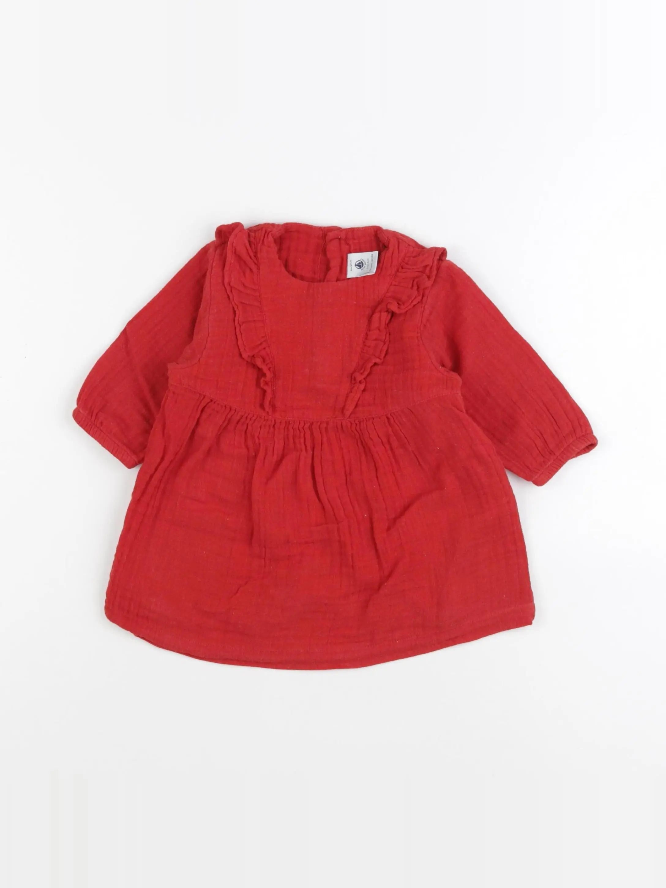Petit Bateau - robe rouge - 6 mois