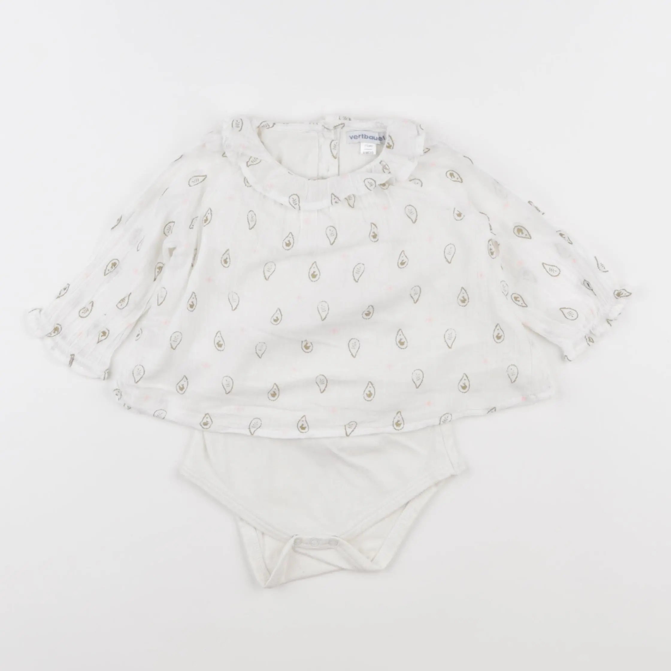 Vertbaudet - body blouse blanc - 9 mois