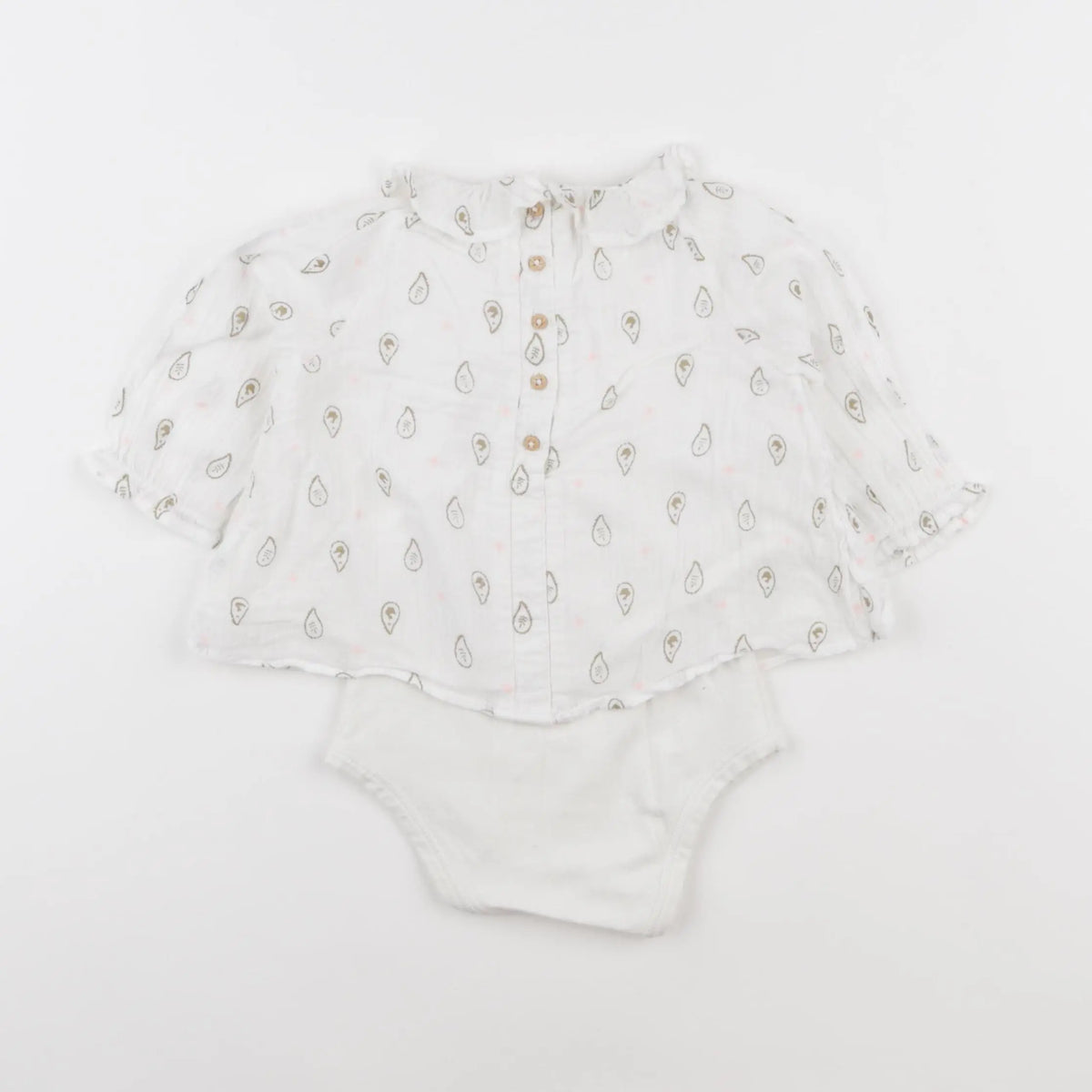 Vertbaudet - body blouse blanc - 9 mois