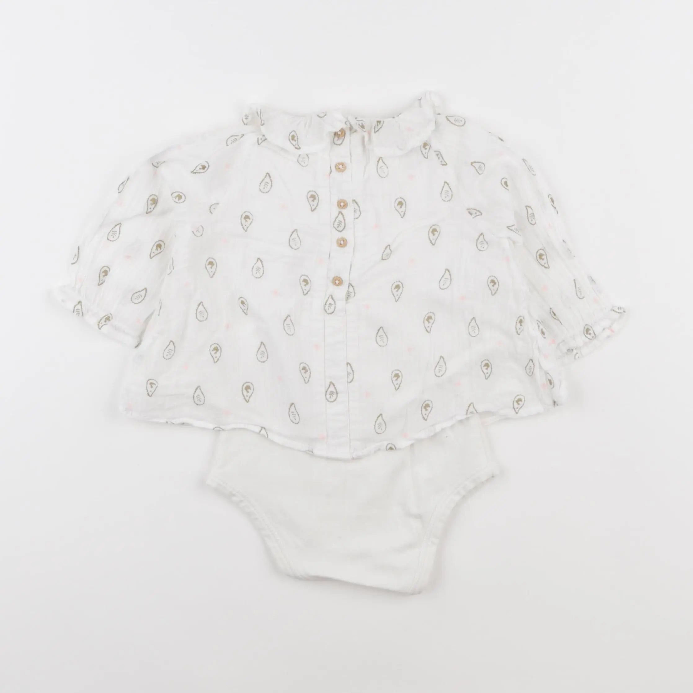 Vertbaudet - body blouse blanc - 9 mois