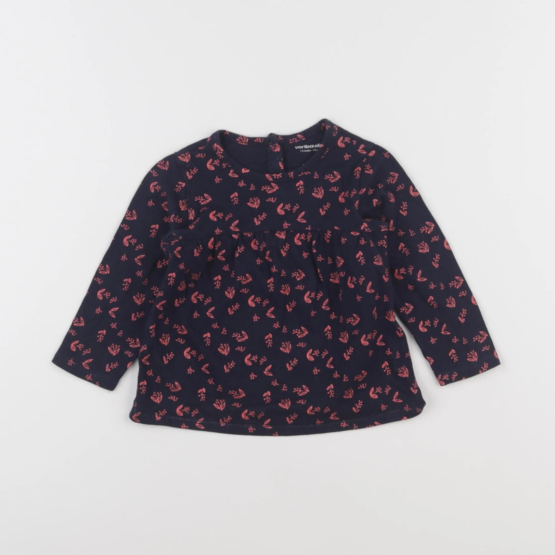 Vertbaudet - tee-shirt bleu - 12 mois