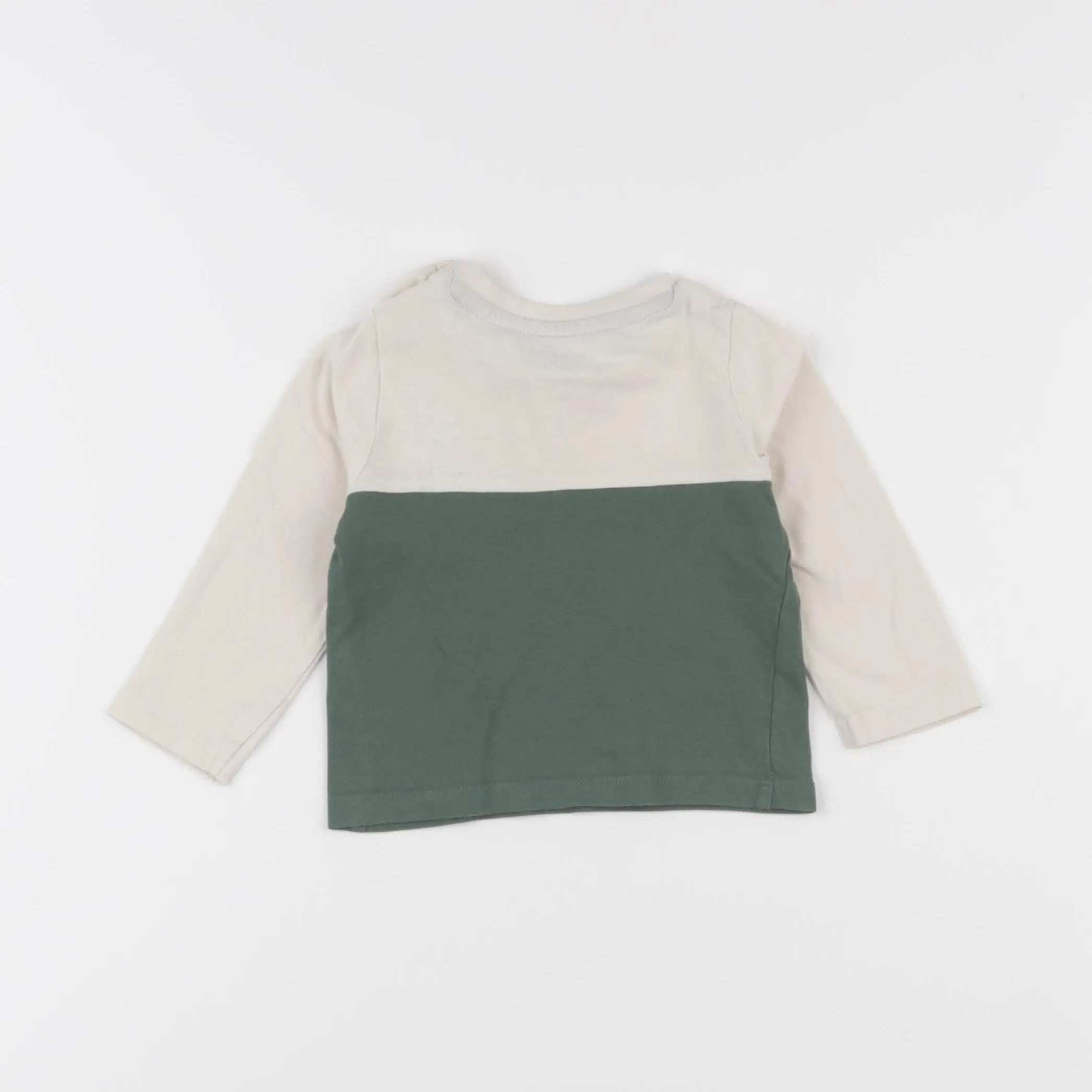 Vertbaudet - tee-shirt beige, vert - 6 mois