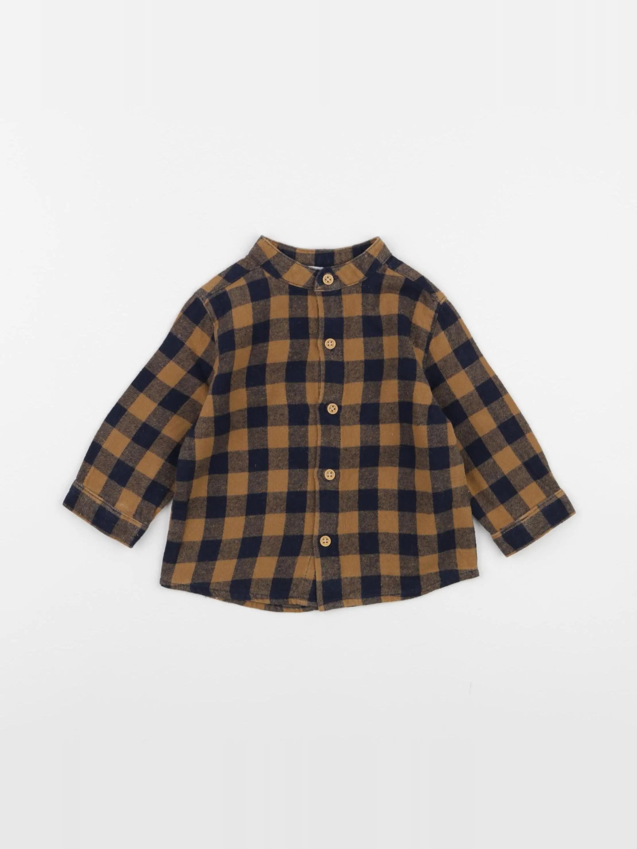 Boutchou - chemise bleu, marron - 6 mois