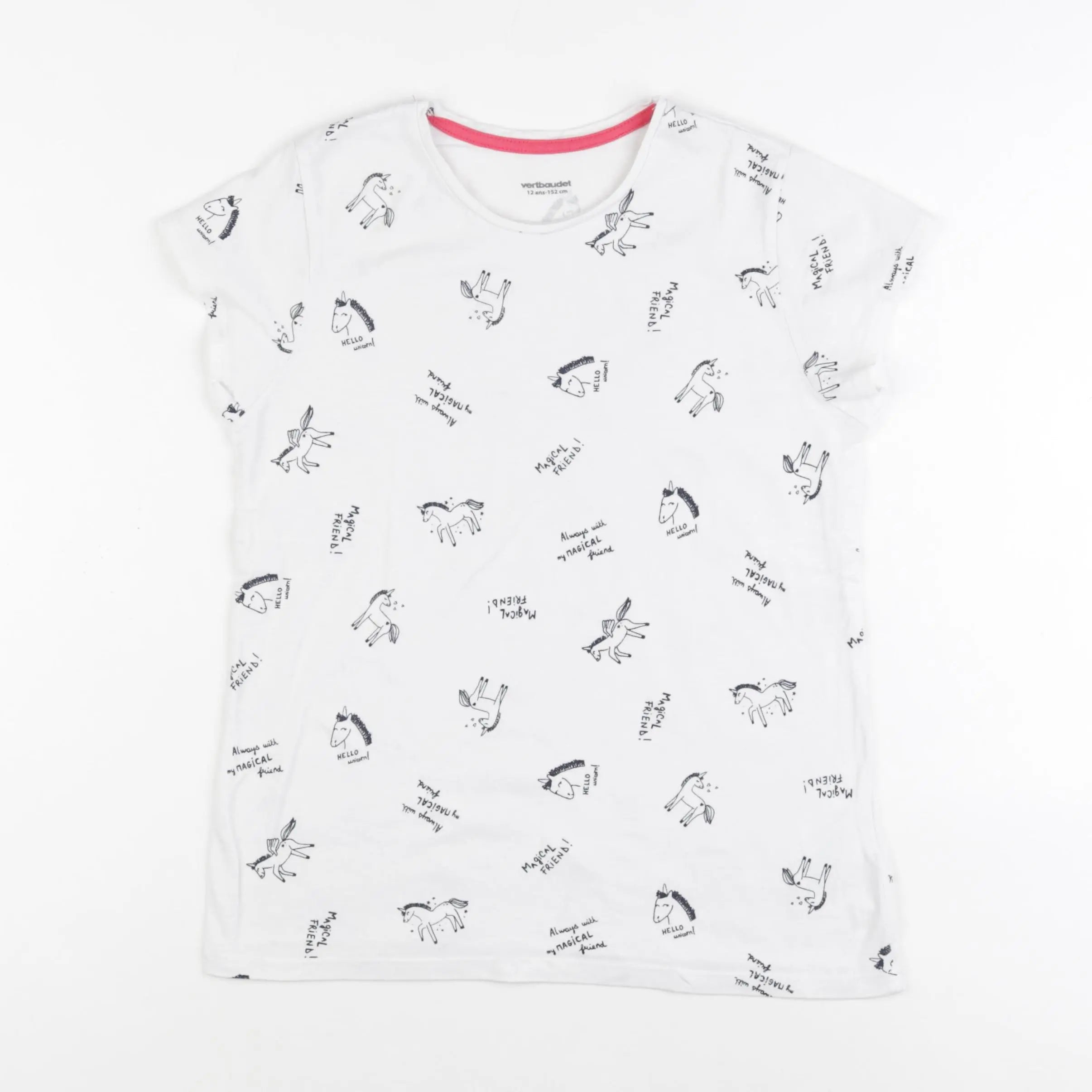 Vertbaudet - tee-shirt blanc, bleu - 12 ans