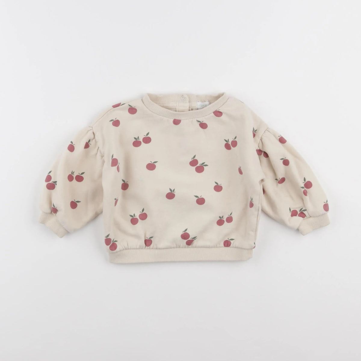 Vertbaudet - sweat beige, rouge - 12 mois