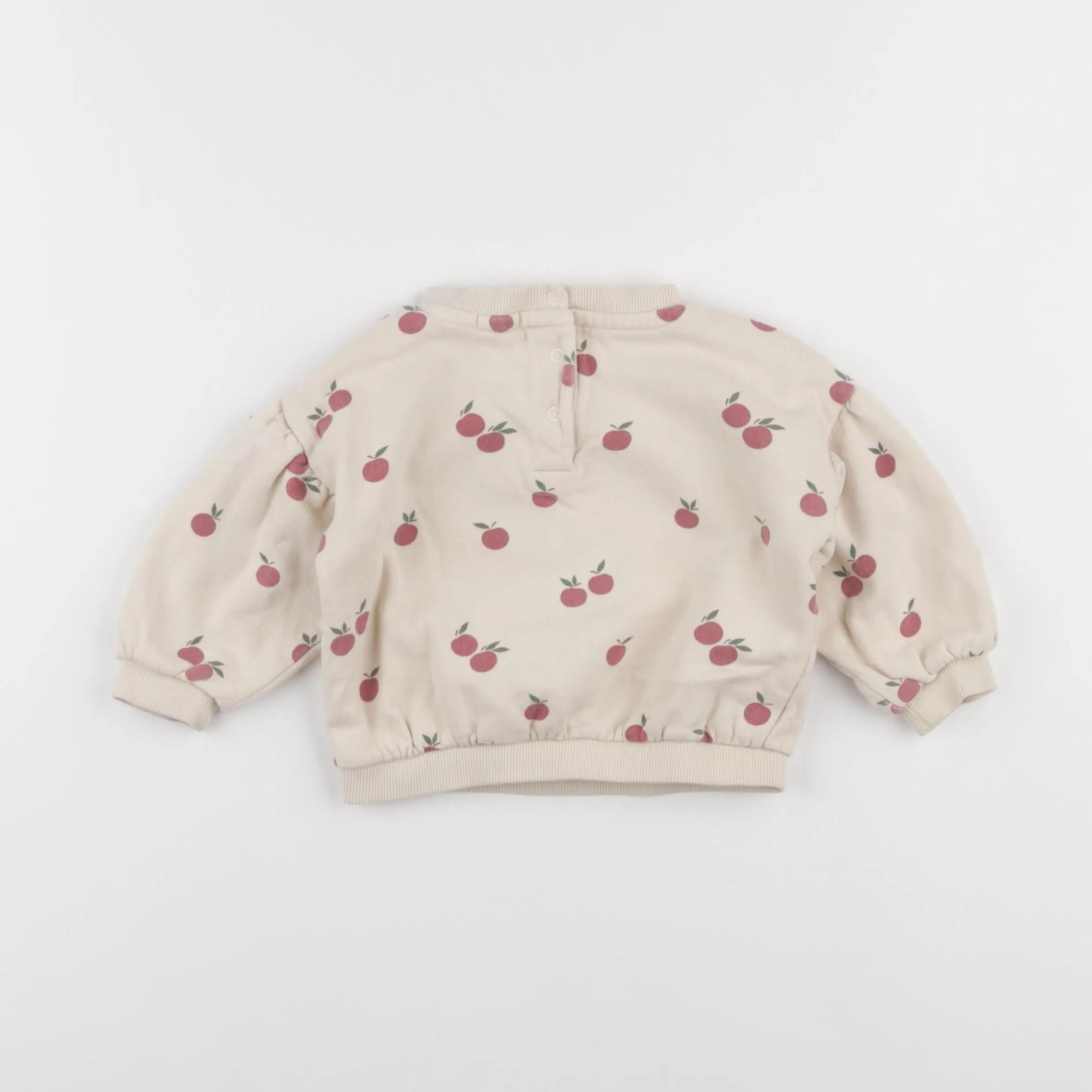 Vertbaudet - sweat beige, rouge - 12 mois