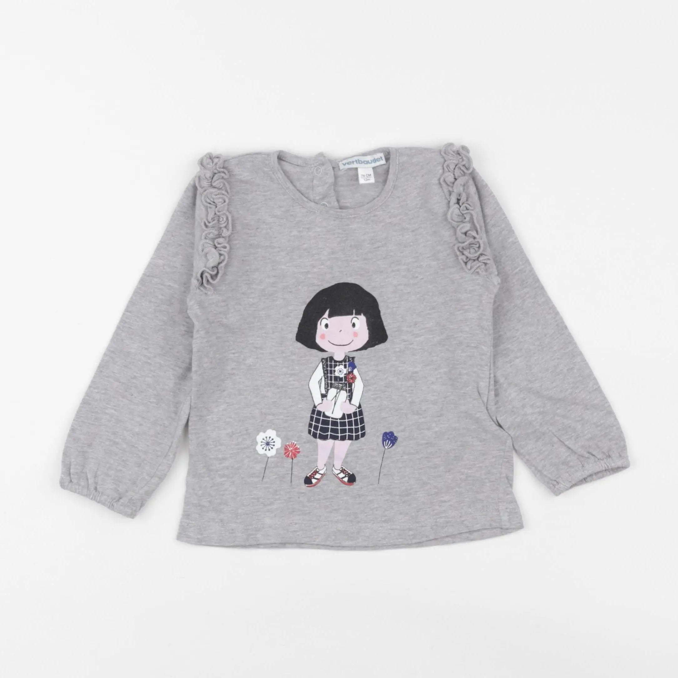Vertbaudet - tee-shirt gris - 12 mois