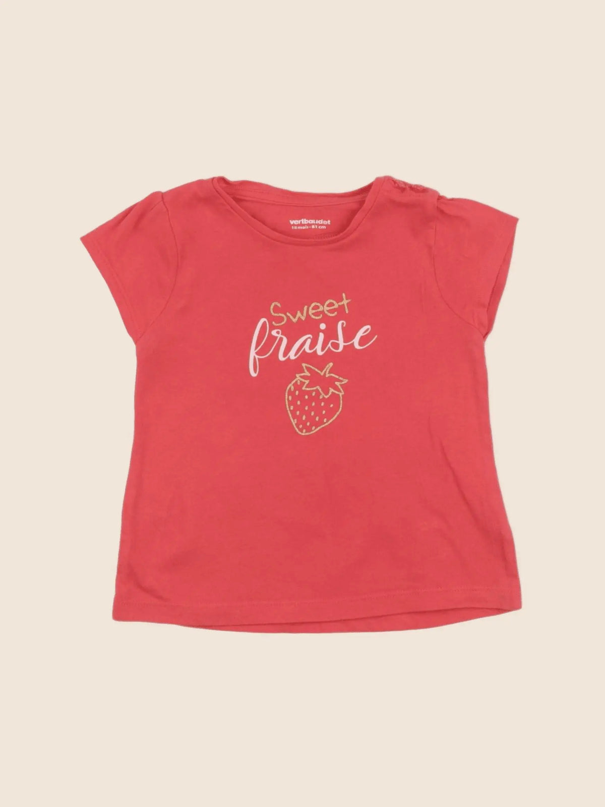 Vertbaudet - tee-shirt rouge - 18 mois