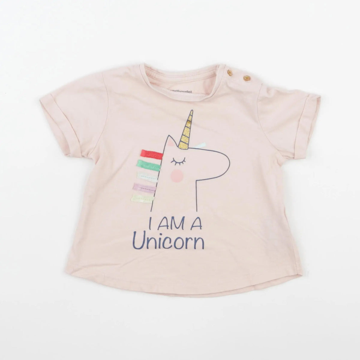 Vertbaudet - tee-shirt rose, or - 18 mois