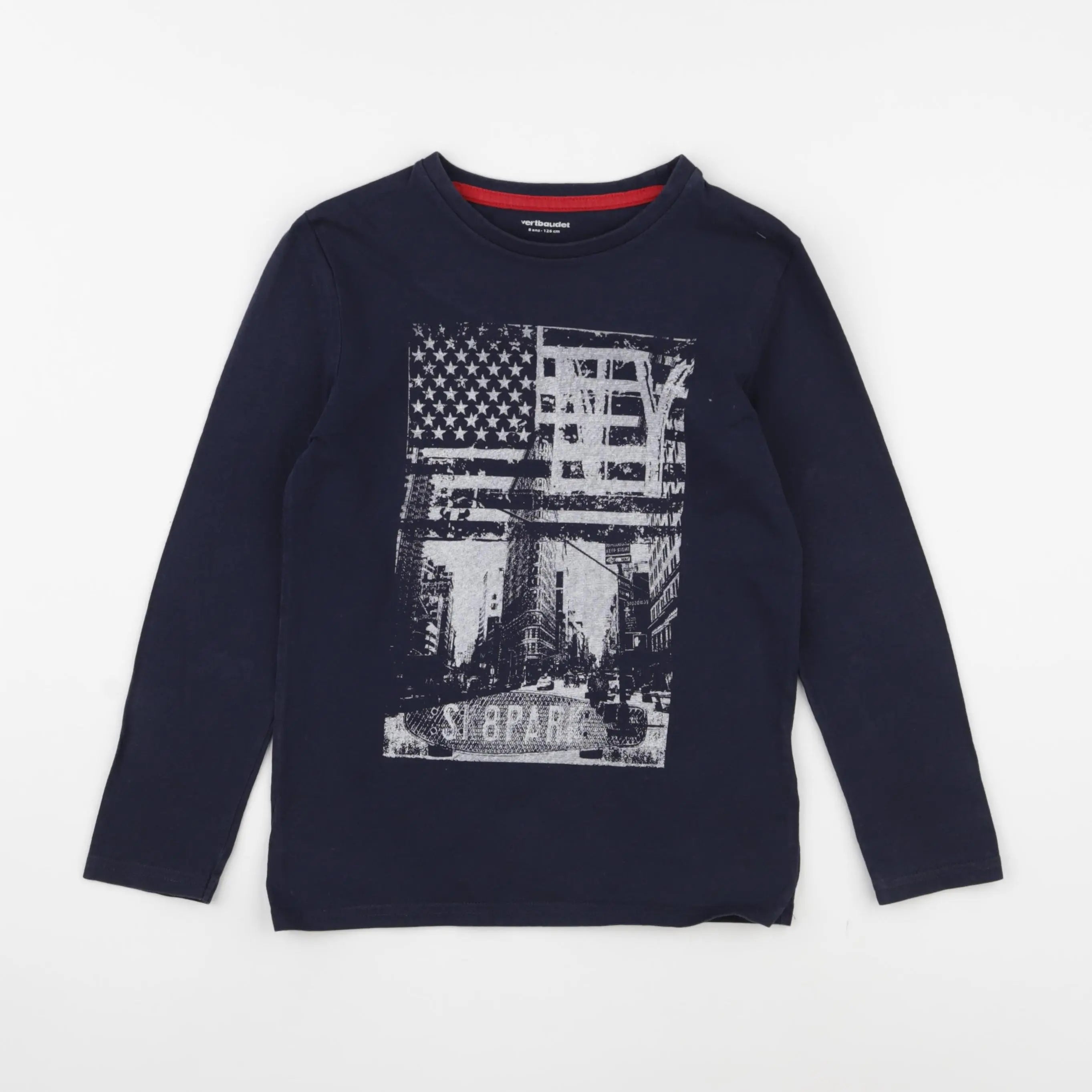 Vertbaudet - tee-shirt bleu - 8 ans