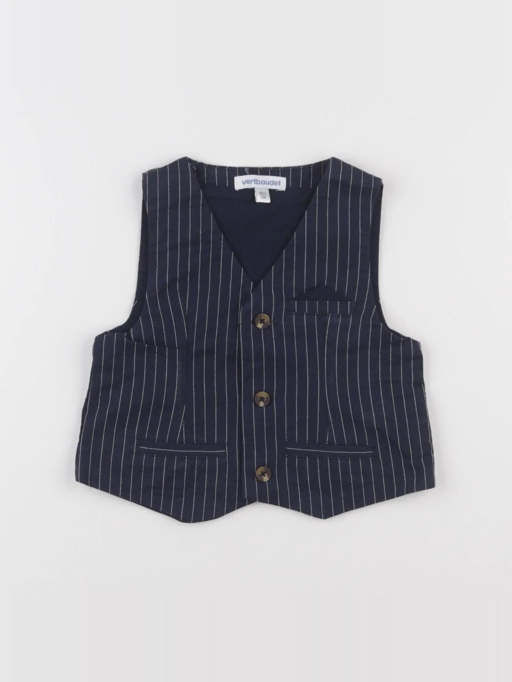 Vertbaudet - gilet bleu, blanc - 24 mois