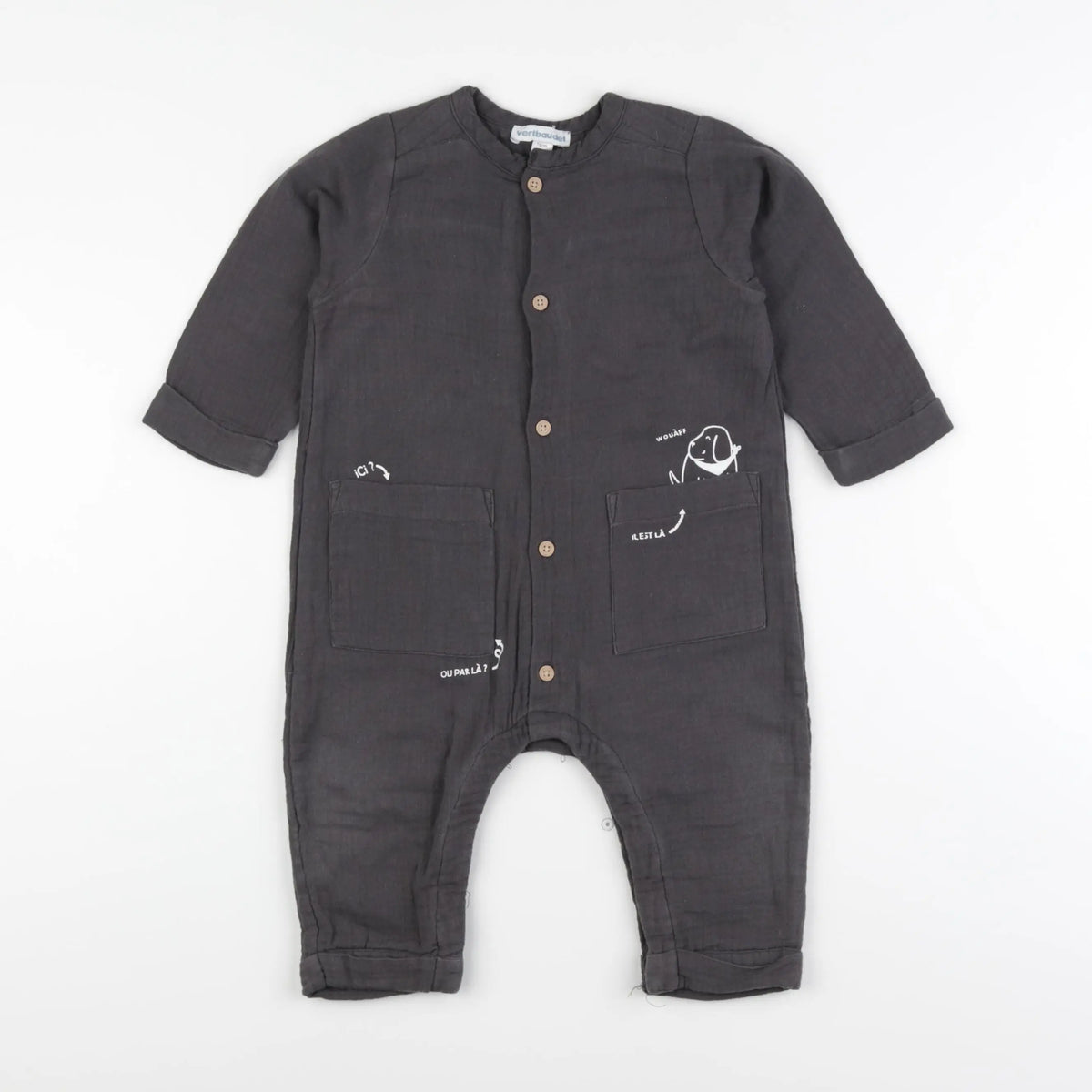 Vertbaudet - combinaison gris - 12 mois