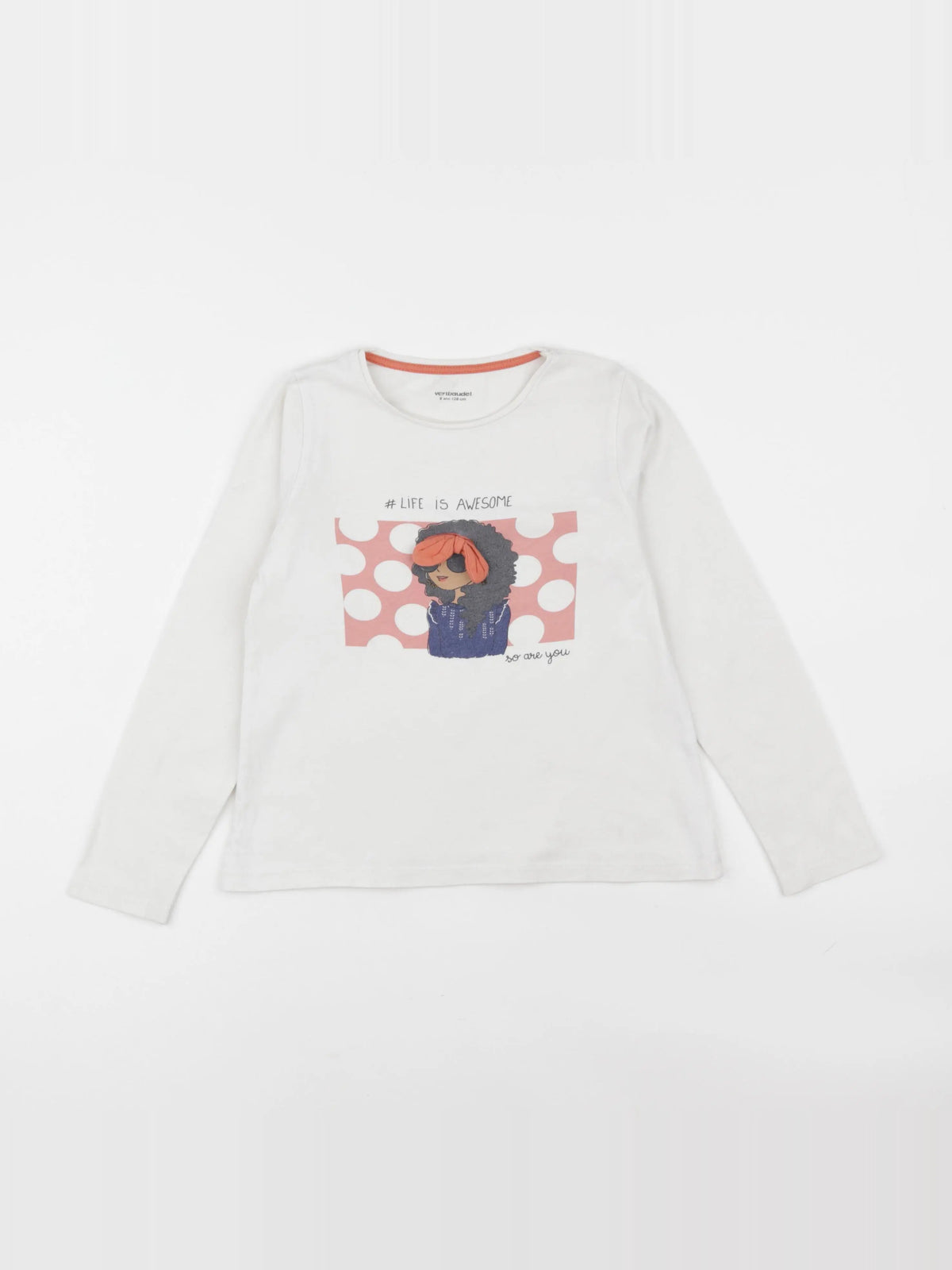 Vertbaudet - tee-shirt blanc - 8 ans